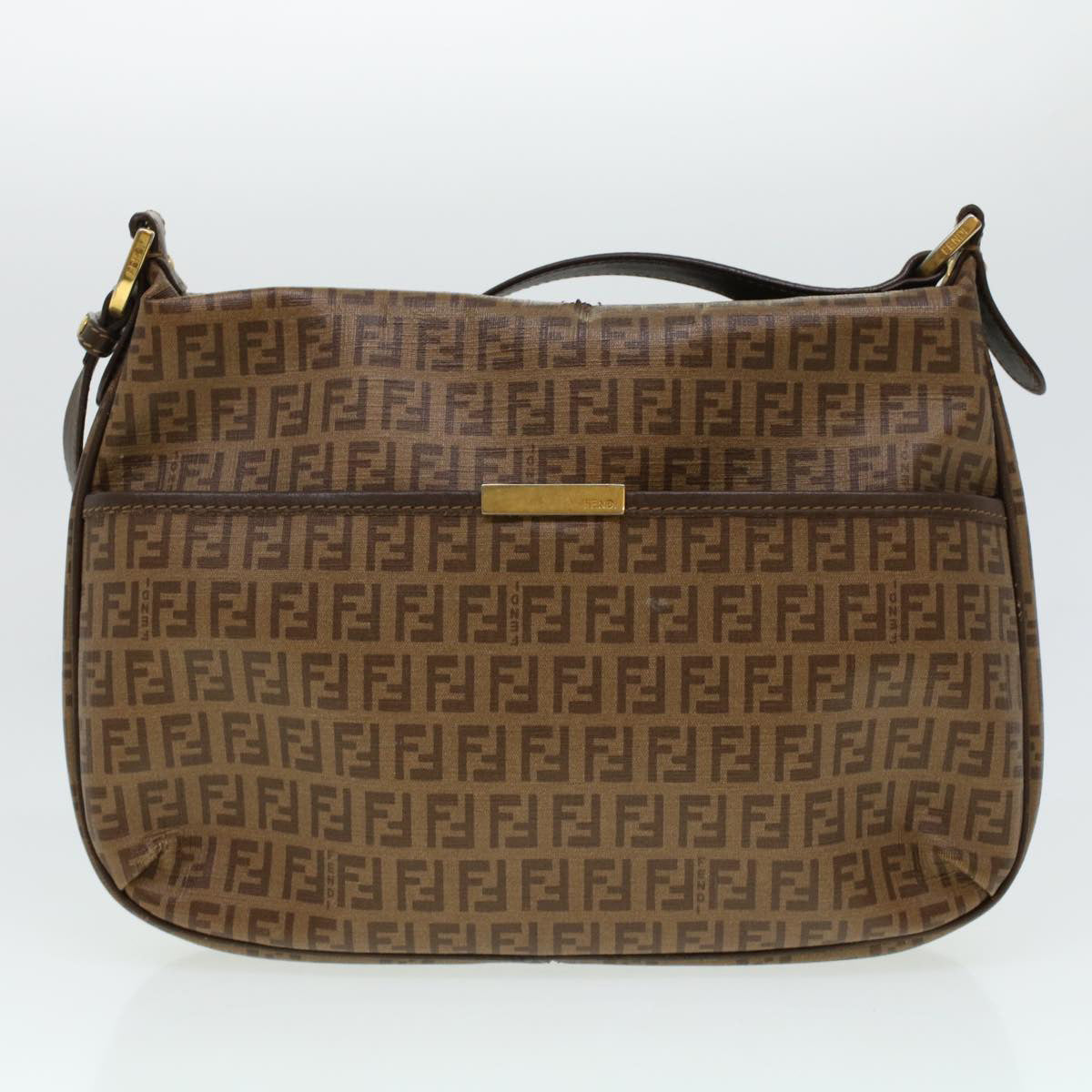 FENDI Zucchino Canvas Shoulder Bag Brown 8BT206-FB5 129-2580 rd4934