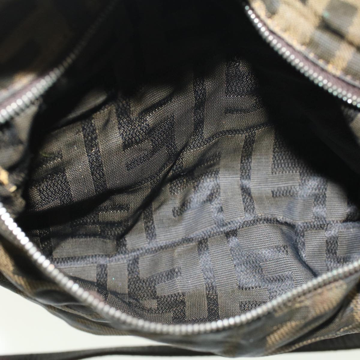 FENDI Zucca Canvas Shoulder Bag Black Brown 2228-26633-008 rd4980