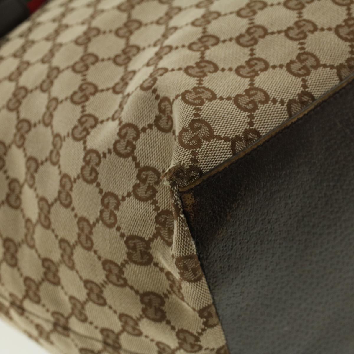 GUCCI GG Canvas Web Sherry Line Tote Bag Beige Red Green 131231 rd5000