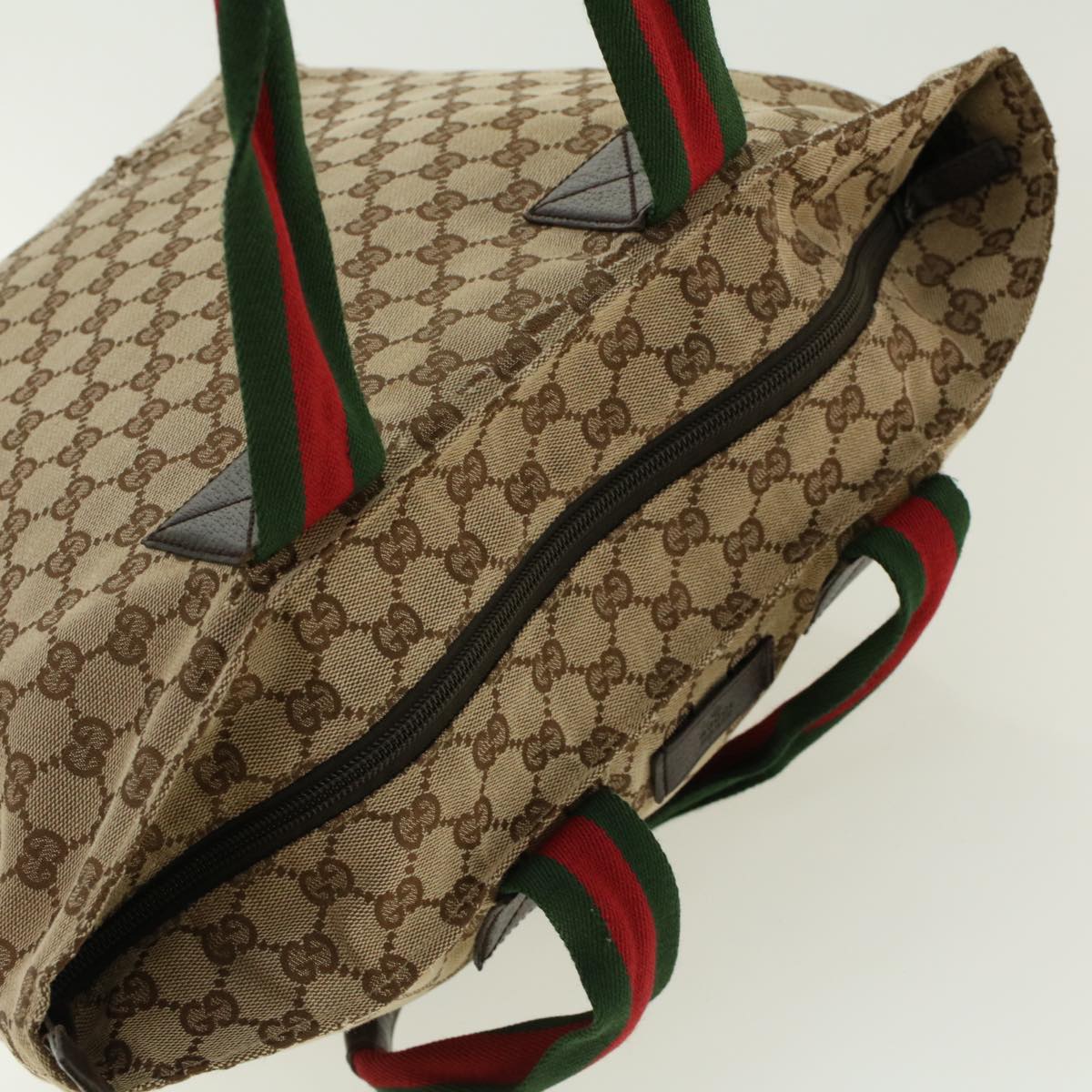 GUCCI GG Canvas Web Sherry Line Tote Bag Beige Red Green 131231 rd5000