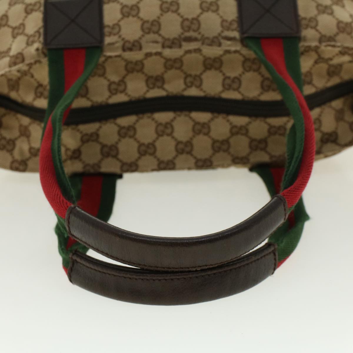 GUCCI GG Canvas Web Sherry Line Tote Bag Beige Red Green 131231 rd5000