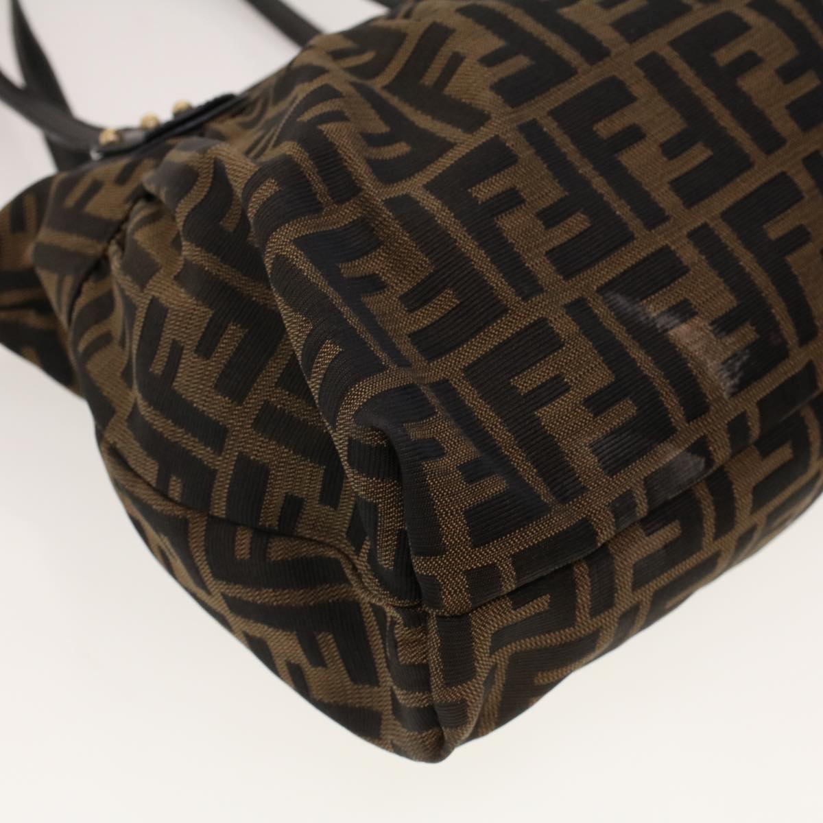 FENDI Zucca Canvas Shoulder Bag Black Brown rd5025