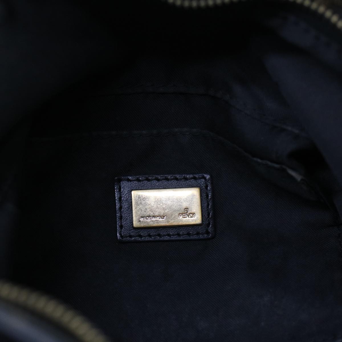 FENDI Zucca Canvas Shoulder Bag Black Brown rd5025