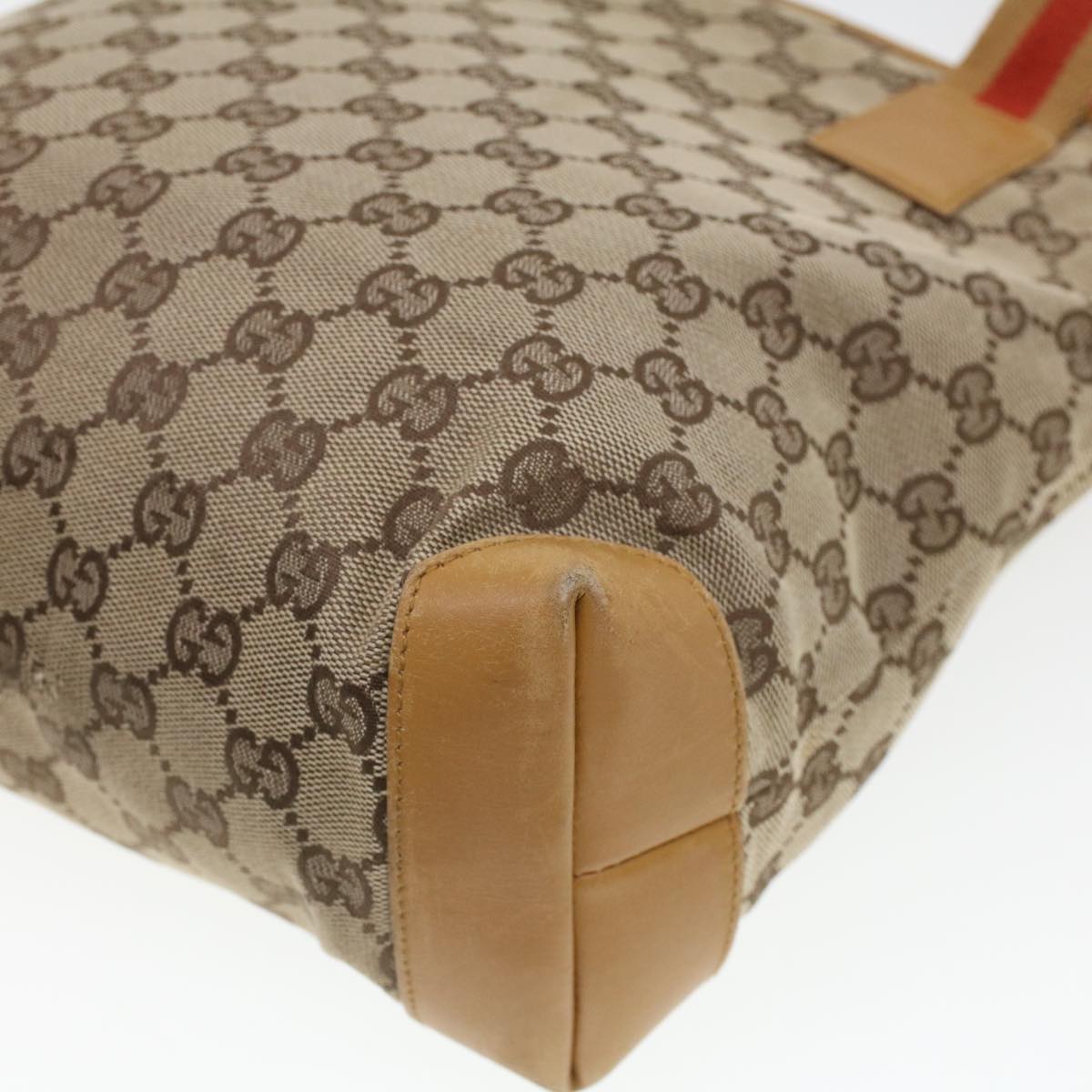 GUCCI GG Canvas Sherry Line Tote Bag Beige Red 019 0402 1705 rd5046