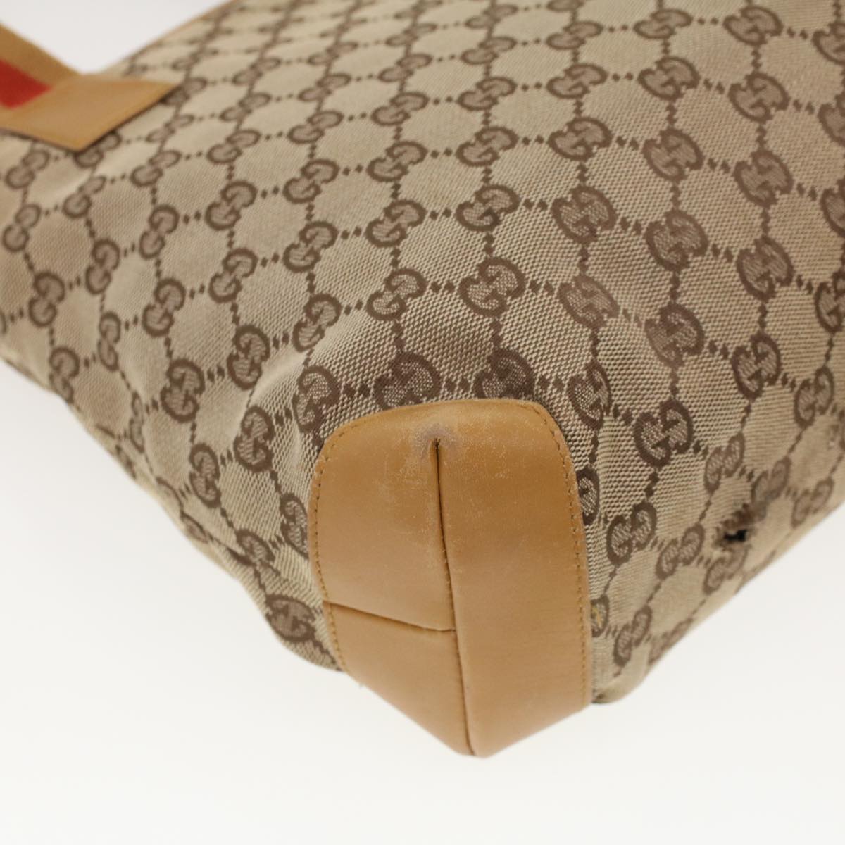 GUCCI GG Canvas Sherry Line Tote Bag Beige Red 019 0402 1705 rd5046