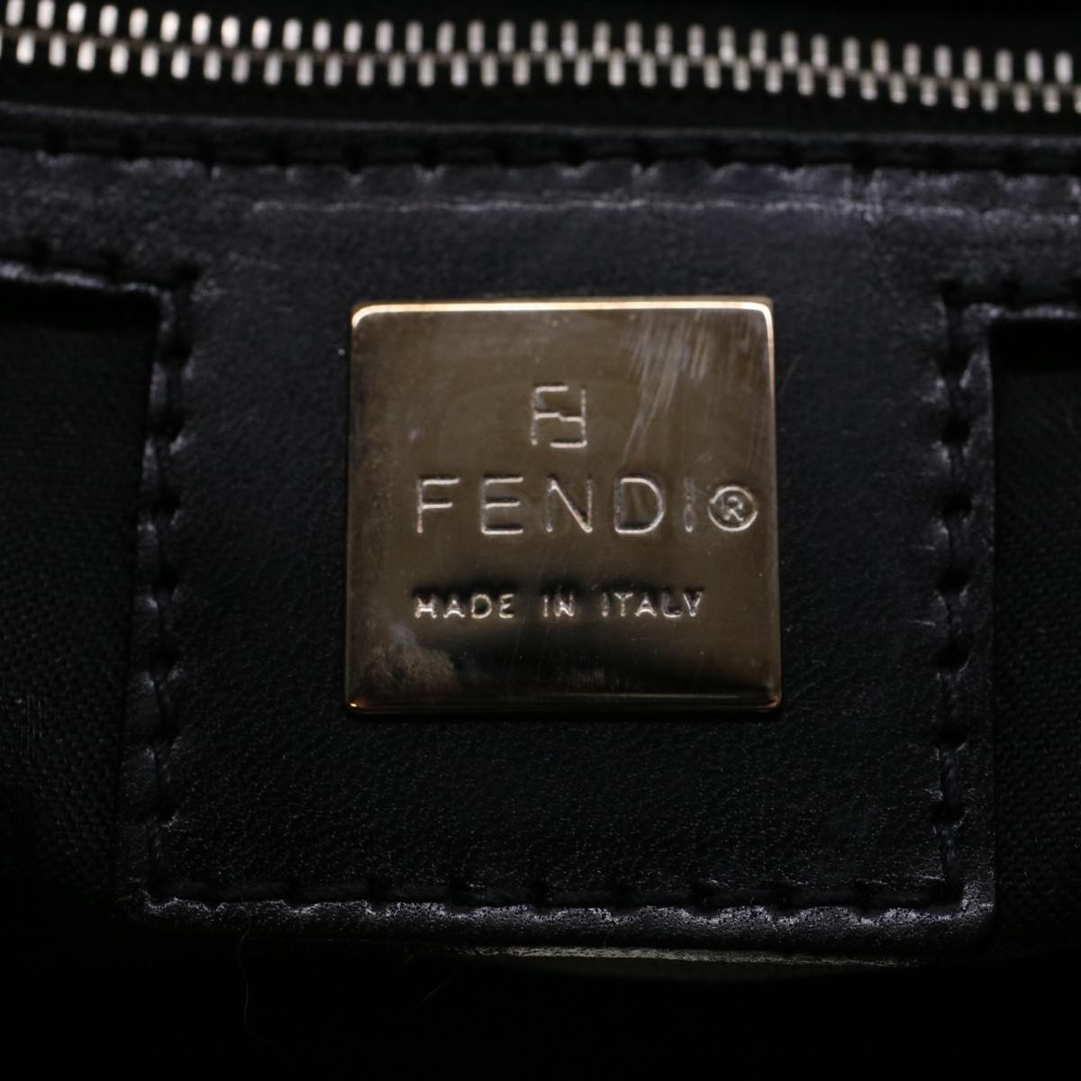FENDI Zucchino Canvas Shoulder Bag Black rd5155
