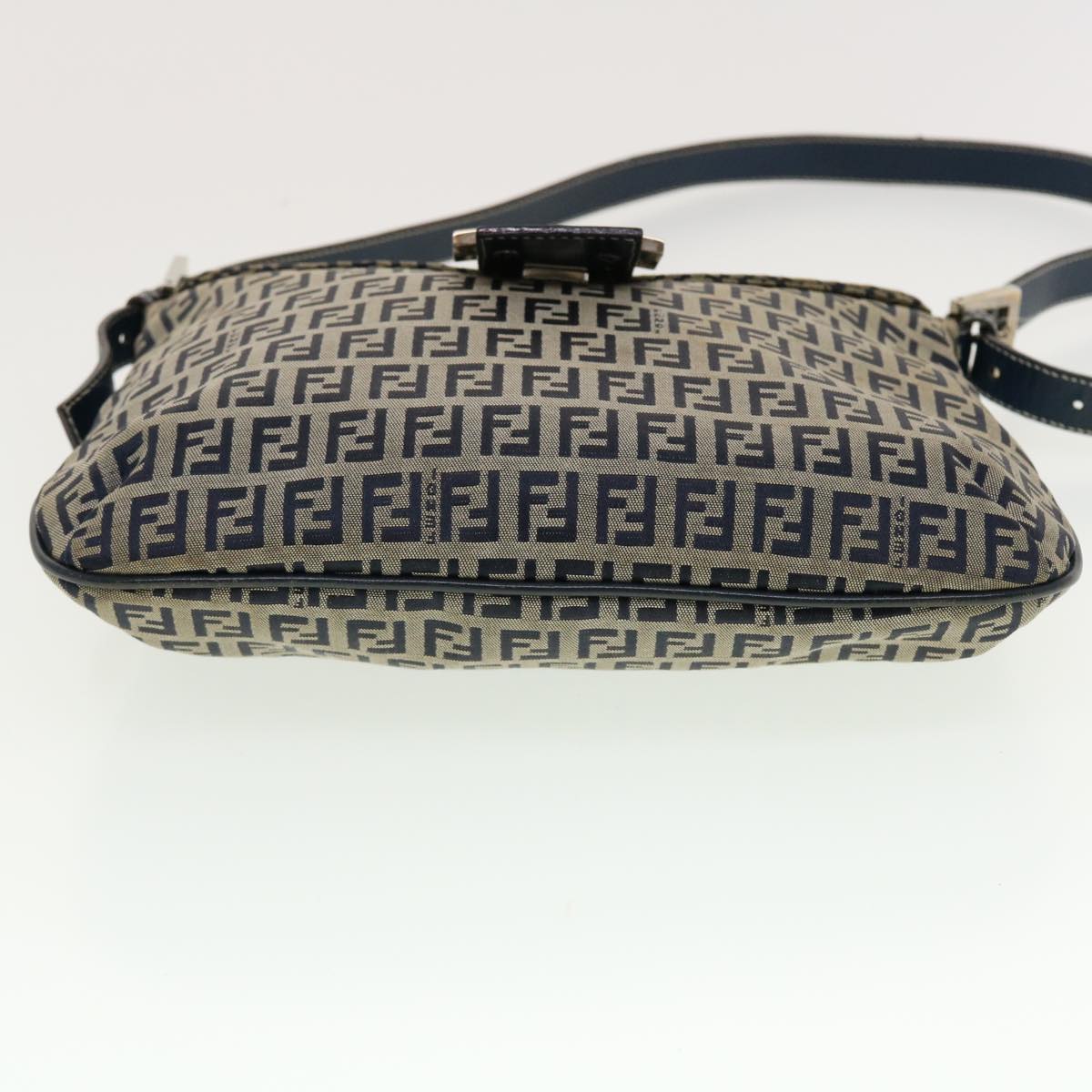 FENDI Zucchino Canvas Mamma Baguette Shoulder Bag Navy 83164900012 rd5160