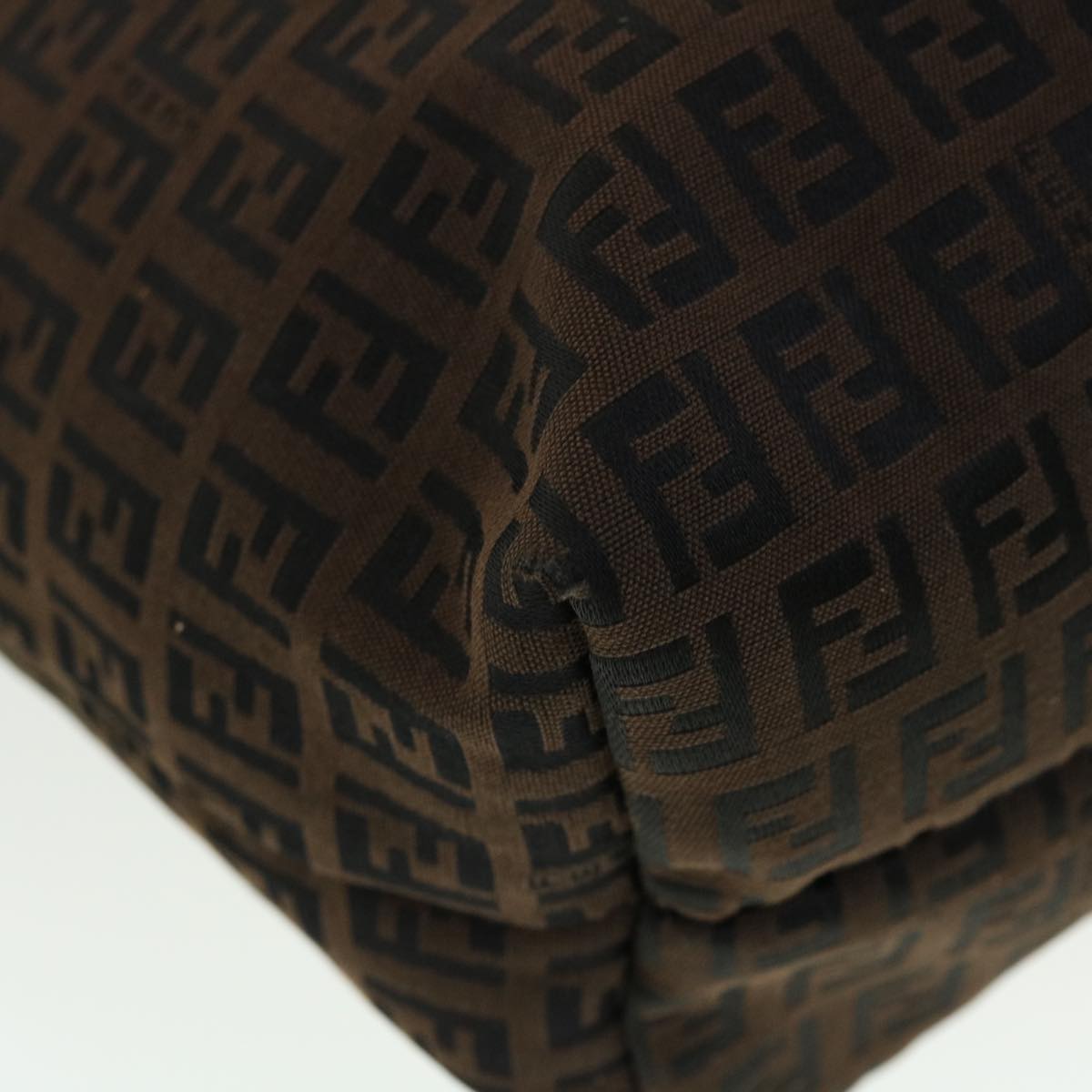 FENDI Zucchino Canvas Tote Bag Black Brown rd5172