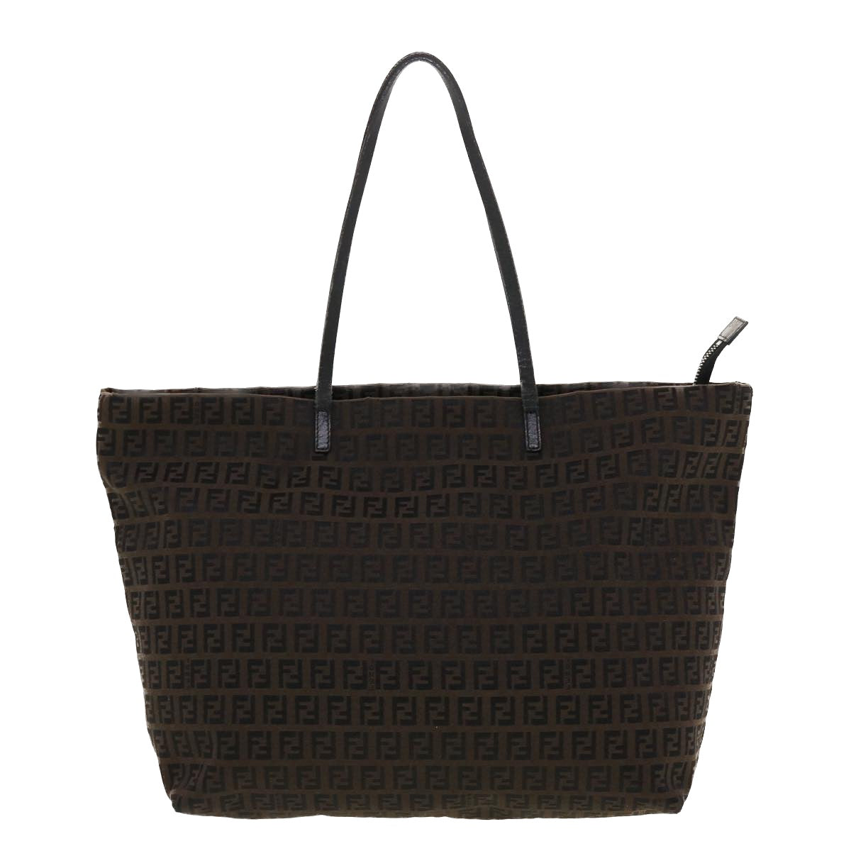 FENDI Zucchino Canvas Tote Bag Black Brown rd5172