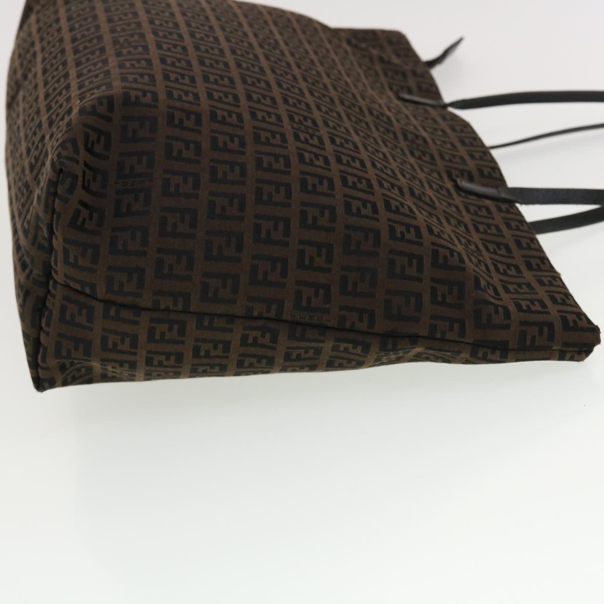 FENDI Zucchino Canvas Tote Bag Black Brown rd5172