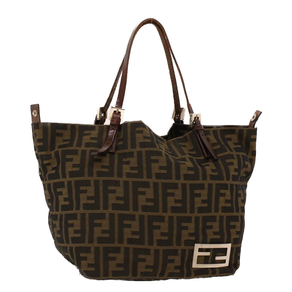 FENDI Zucca Canvas Hand Bag Black Brown 2220-26635-98 rd5177