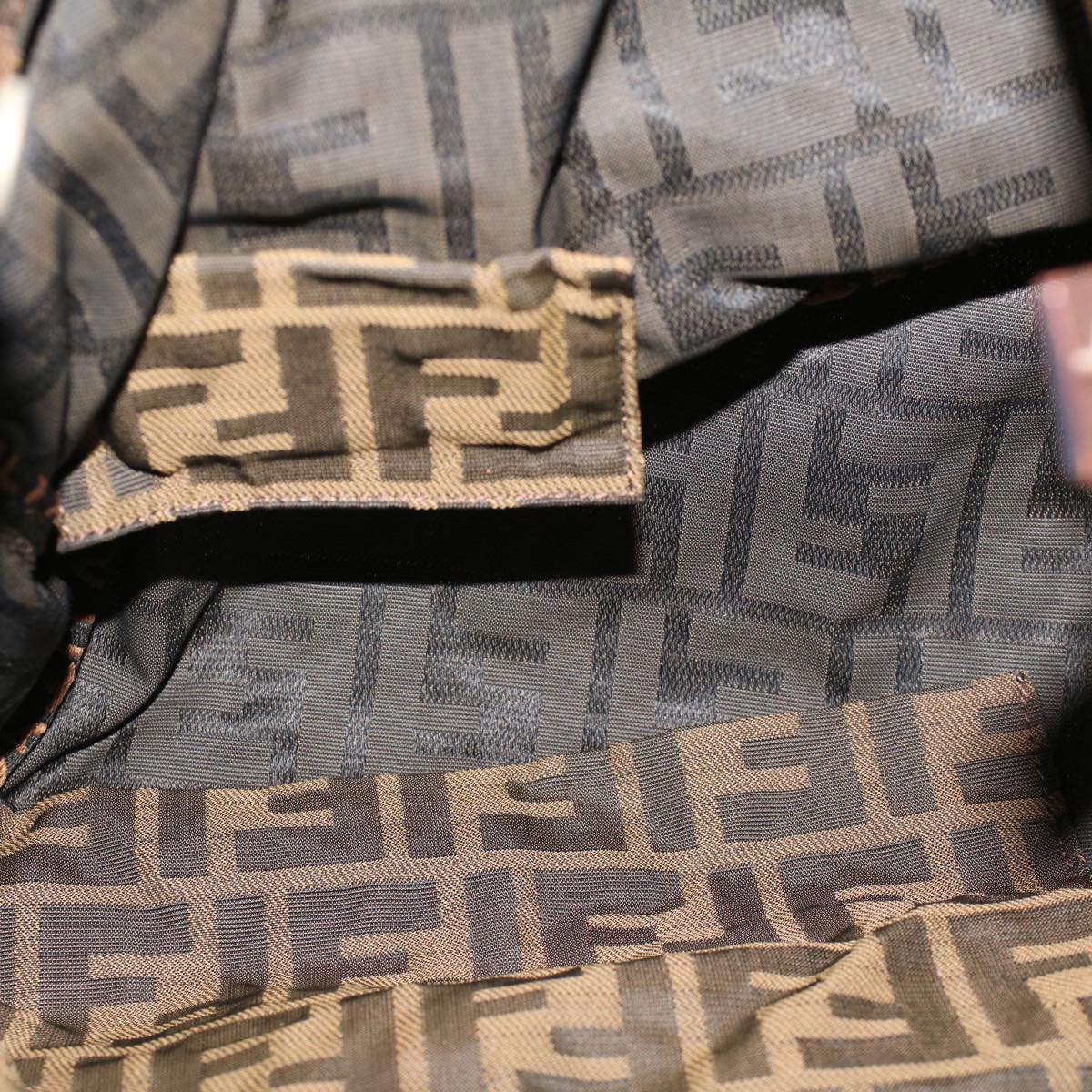 FENDI Zucca Canvas Hand Bag Black Brown 2220-26635-98 rd5177