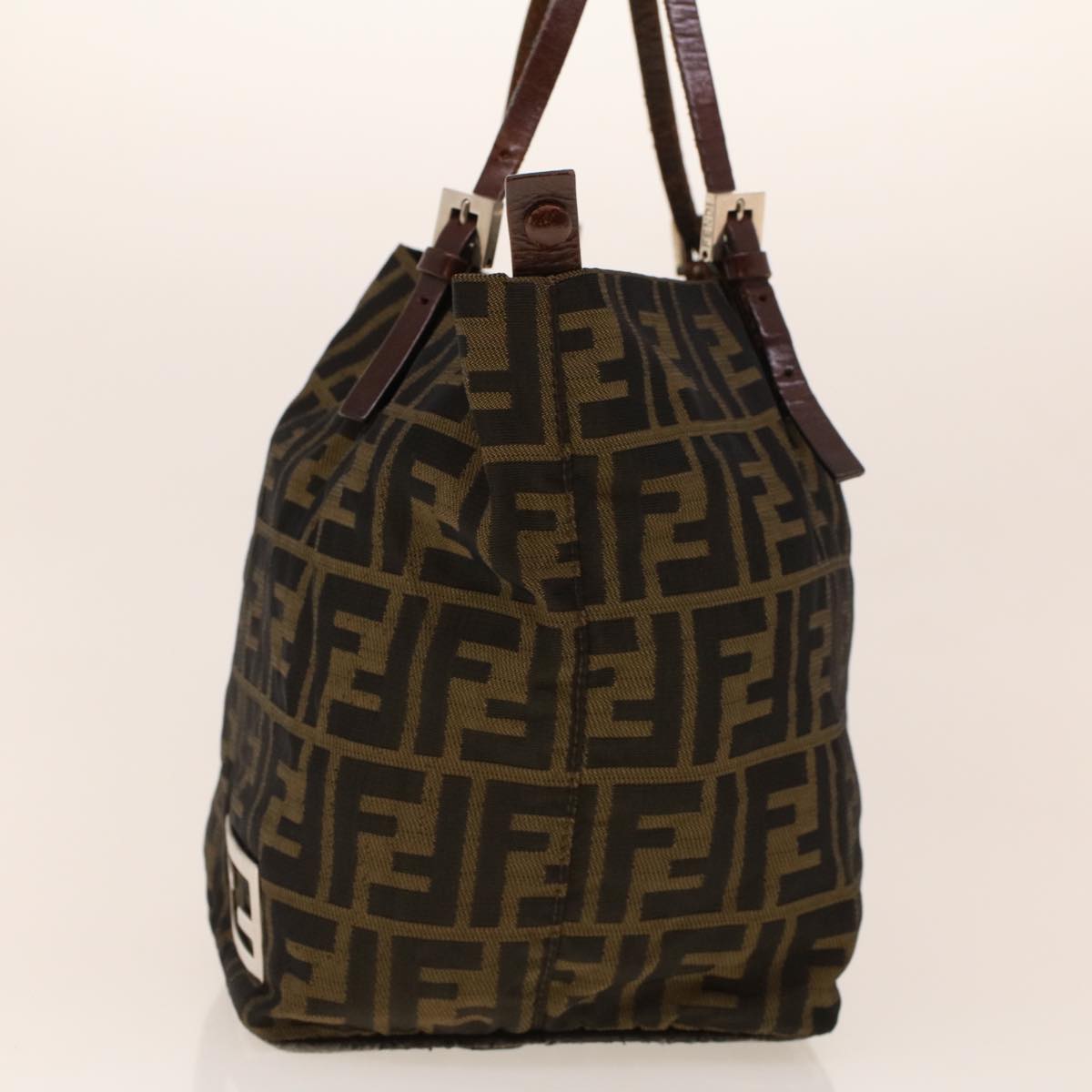 FENDI Zucca Canvas Hand Bag Black Brown 2220-26635-98 rd5177