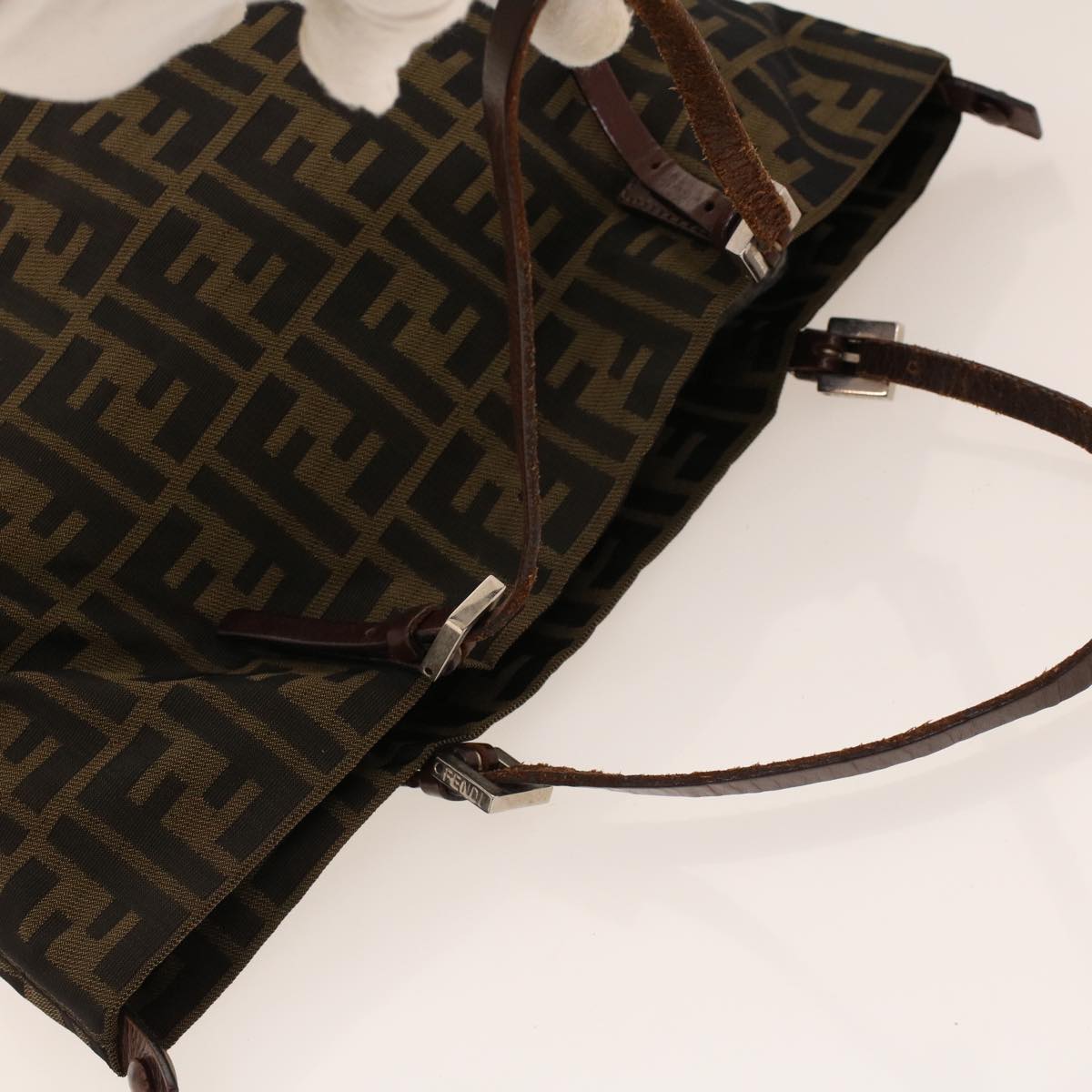 FENDI Zucca Canvas Hand Bag Black Brown 2220-26635-98 rd5177
