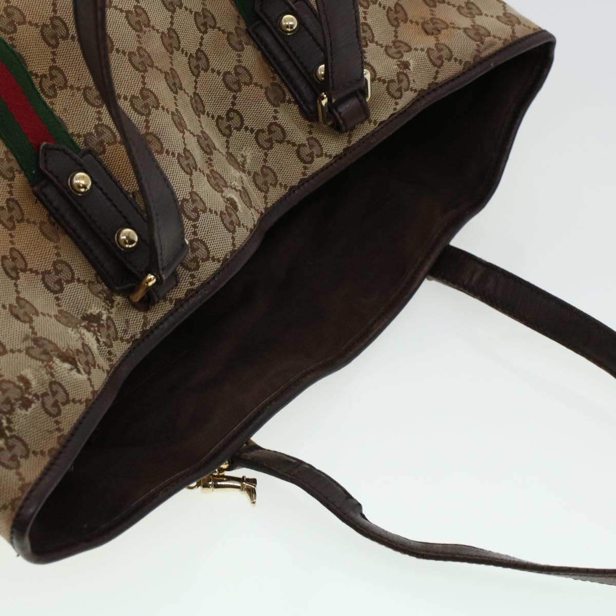 GUCCI GG Canvas Web Sherry Line Hand Bag 2Set Beige Red Green rd5183