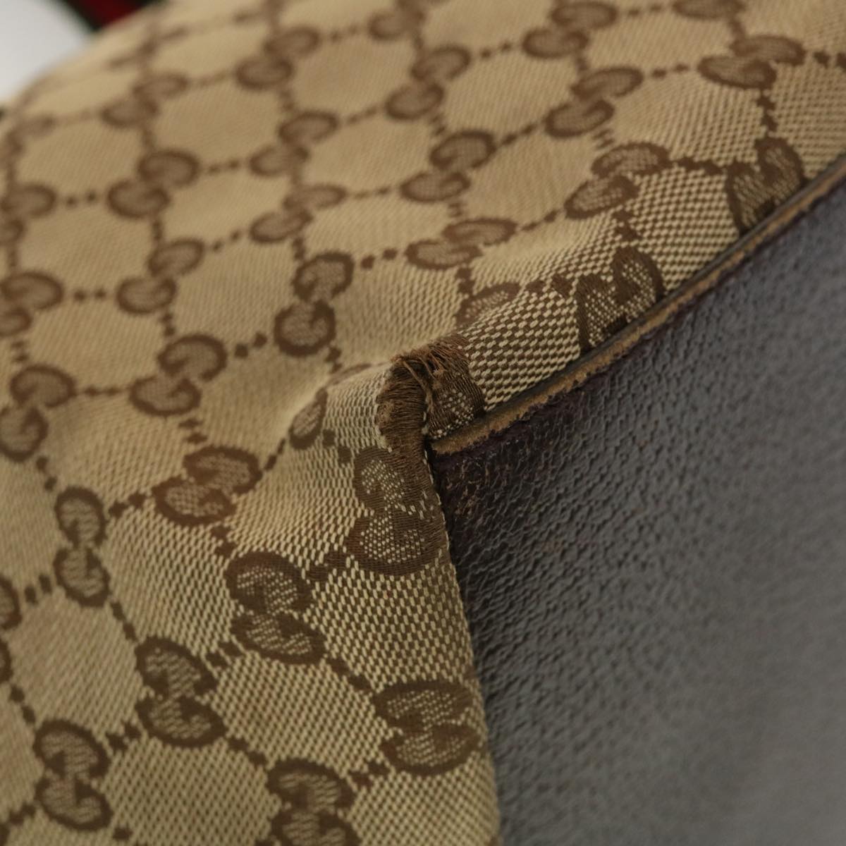 GUCCI GG Canvas Web Sherry Line Tote Bag Beige Red Green 131228 rd5205