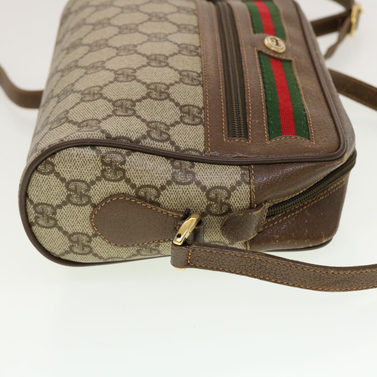 GUCCI GG Canvas Web Sherry Line Shoulder Bag Beige Red 119.02.087 rd5218