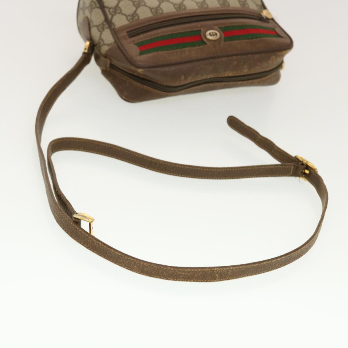 GUCCI GG Canvas Web Sherry Line Shoulder Bag Beige Red 119.02.087 rd5218