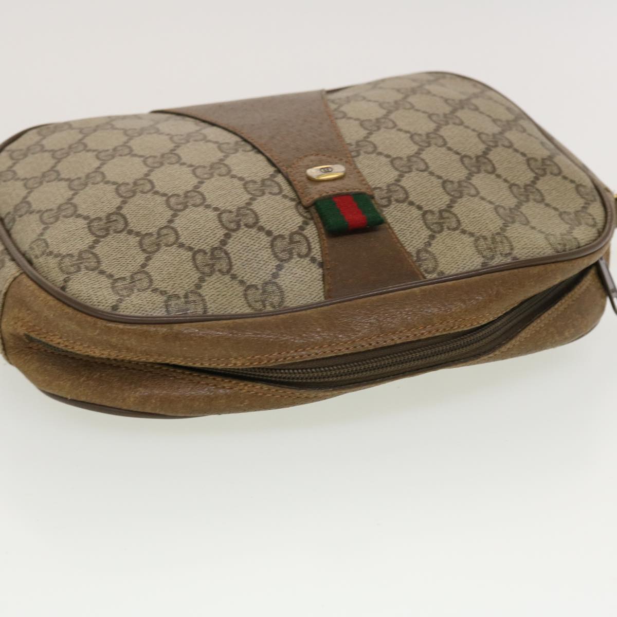 GUCCI GG Canvas Web Sherry Line Clutch Bag Beige Red Green 89.01.034 rd5247