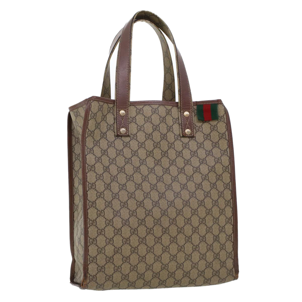 GUCCI GG Canvas Web Sherry Line Tote Bag Beige Red Green 211135 rd5255