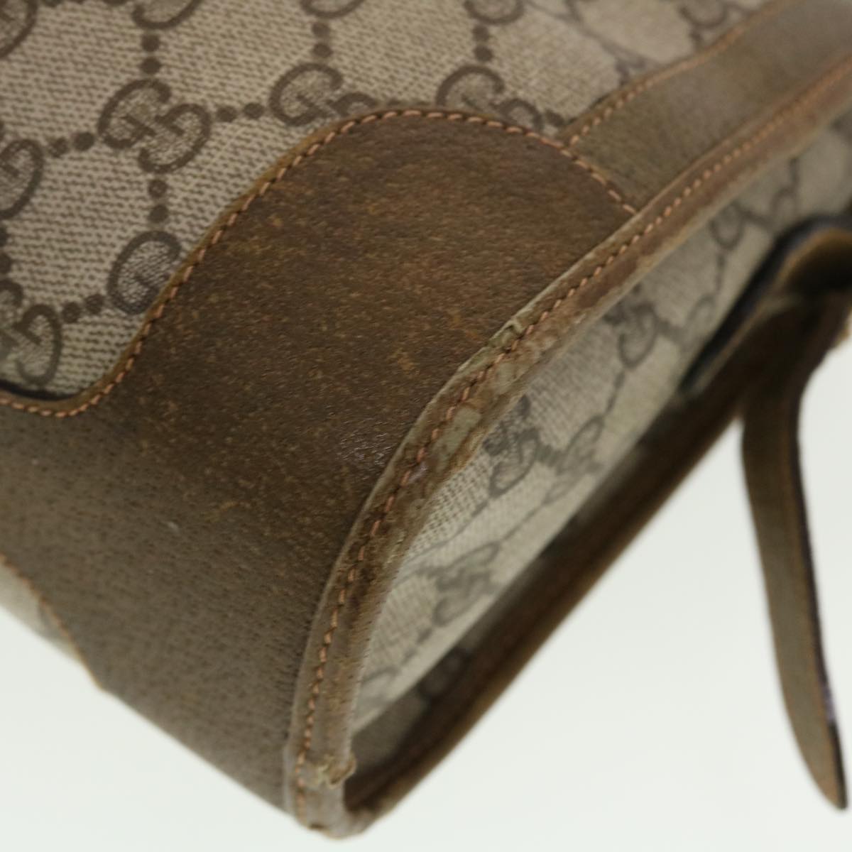 GUCCI GG Canvas Web Sherry Line Shoulder Bag PVC Leather Beige Green rd5263