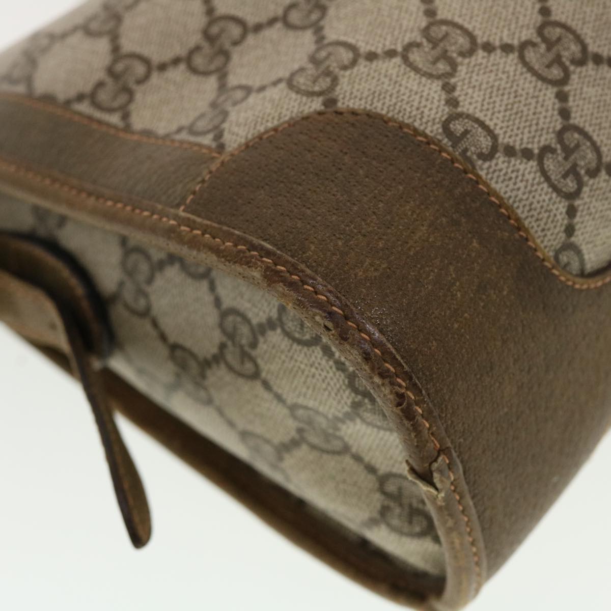 GUCCI GG Canvas Web Sherry Line Shoulder Bag PVC Leather Beige Green rd5263