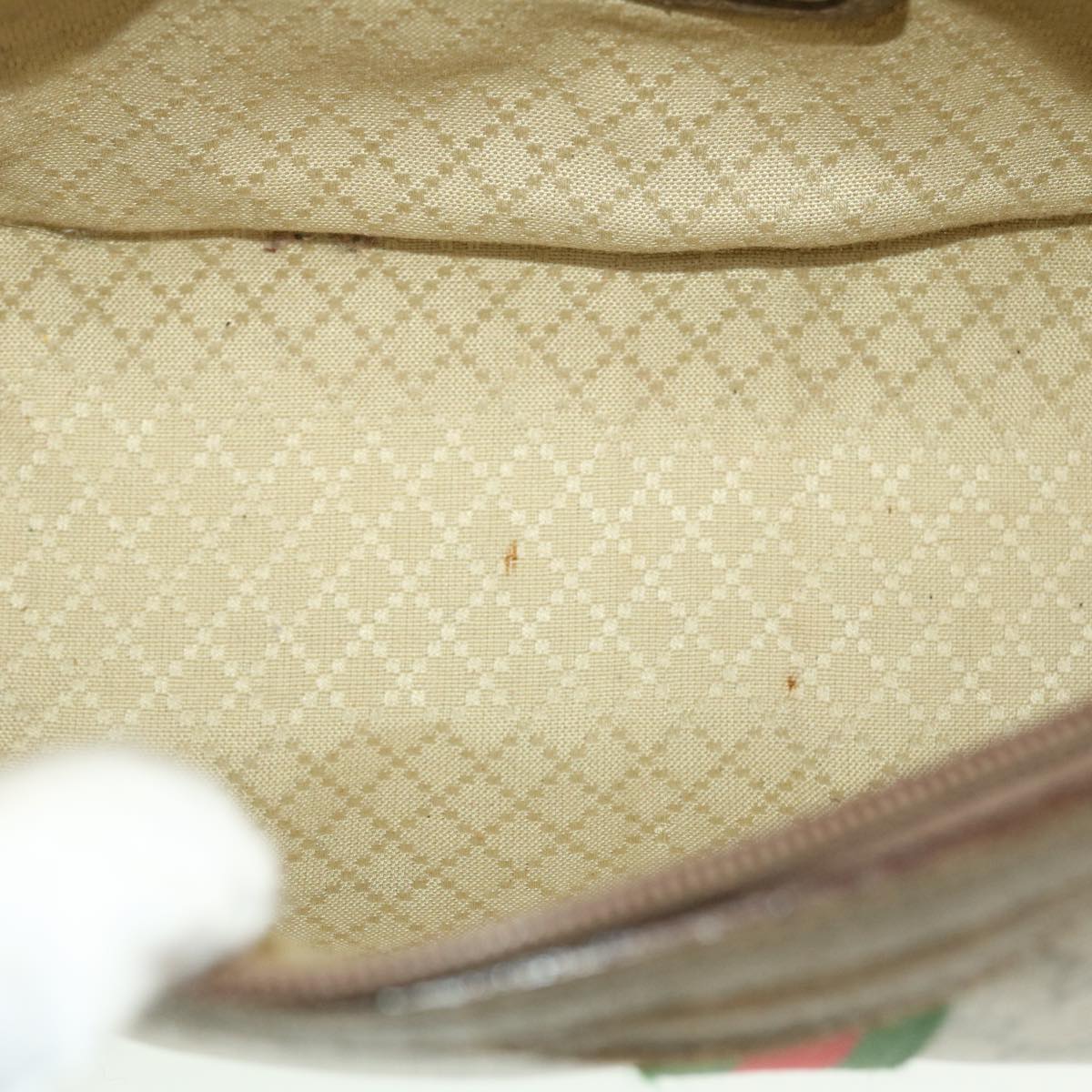 GUCCI GG Canvas Web Sherry Line Shoulder Bag PVC Leather Beige Green rd5263