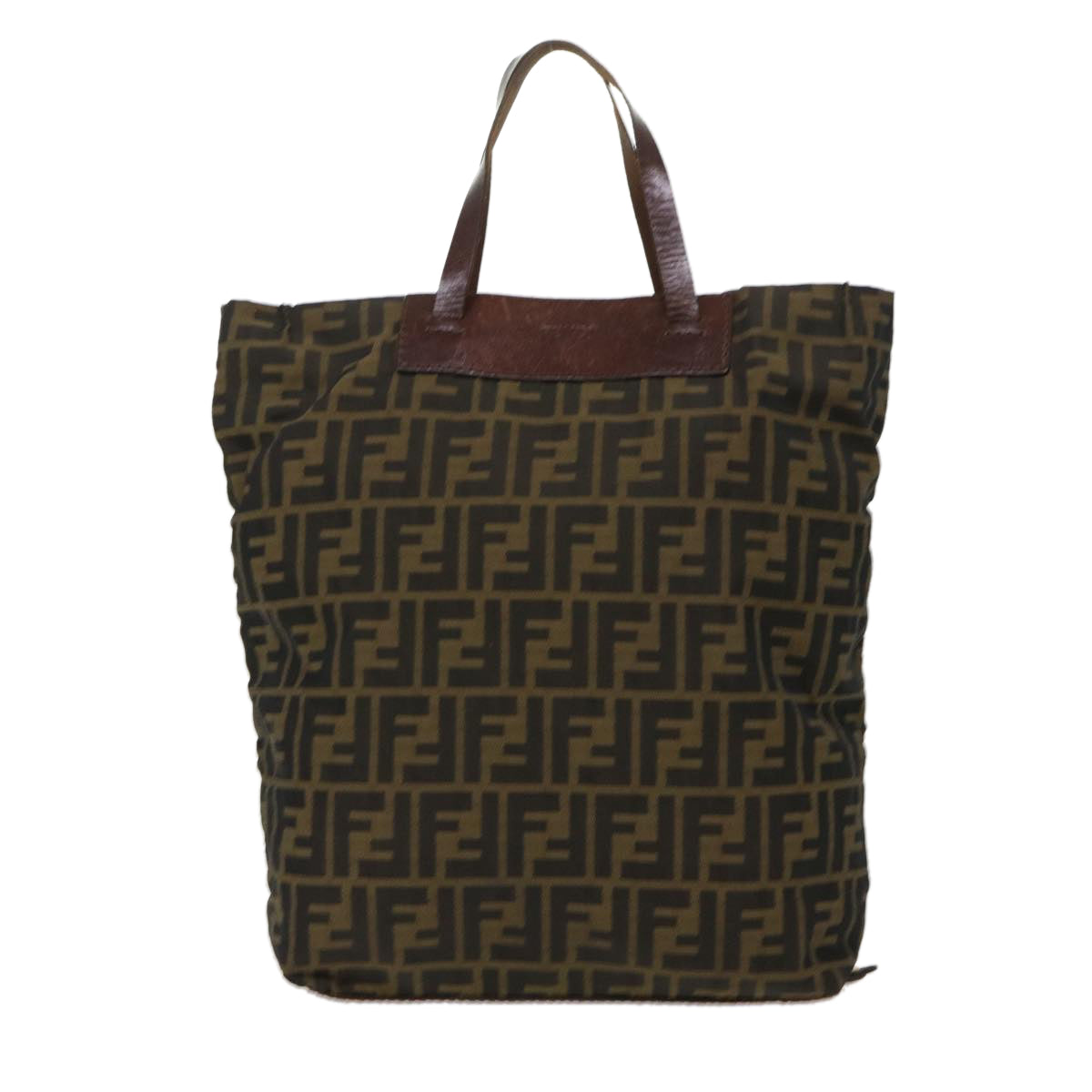 FENDI Zucca Canvas Tote Bag Nylon Brown Black rd5437