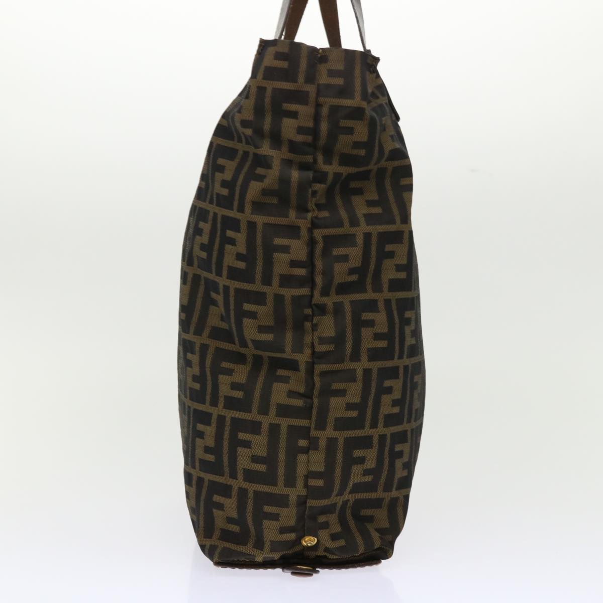 FENDI Zucca Canvas Tote Bag Nylon Brown Black rd5437