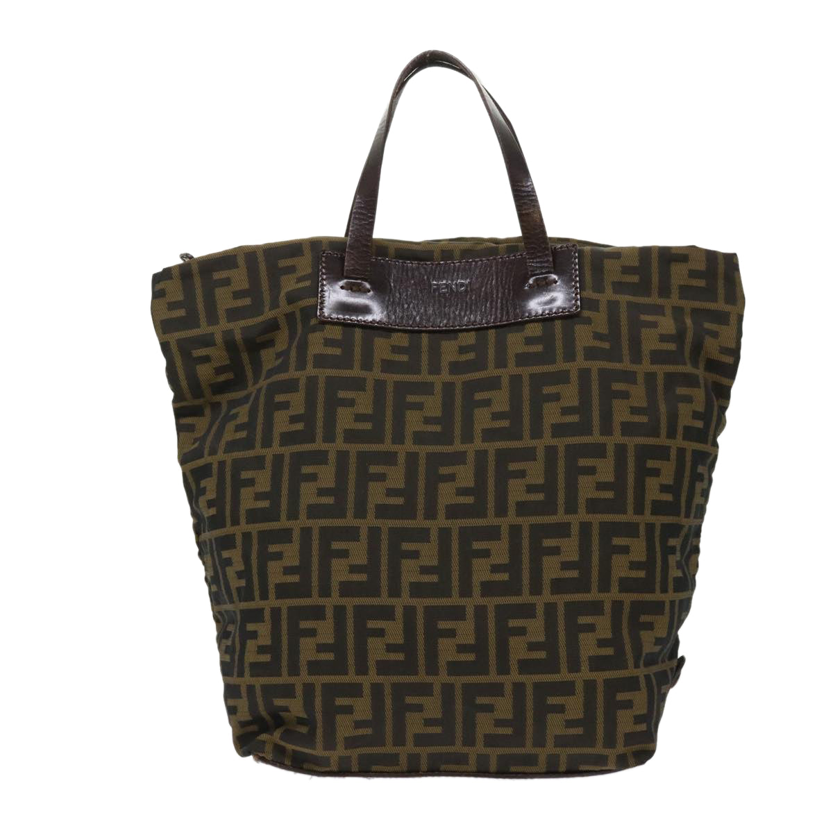FENDI Zucca Canvas Tote Bag Nylon Brown Black rd5453