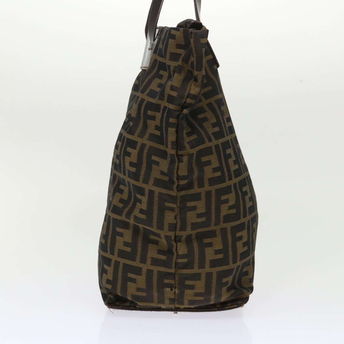 FENDI Zucca Canvas Tote Bag Nylon Brown Black rd5453