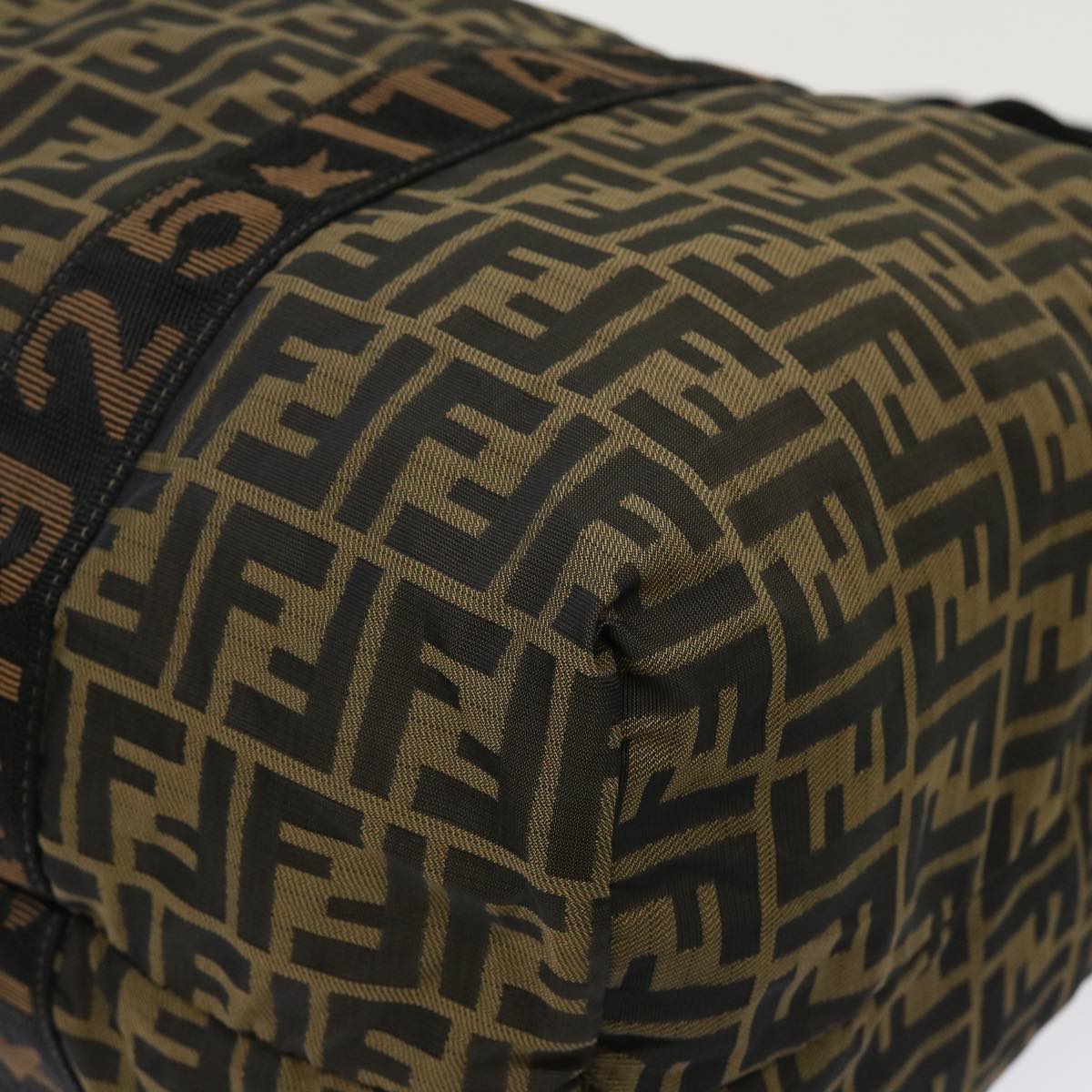 FENDI Zucca Canvas Boston Bag Nylon Brown Black rd5456