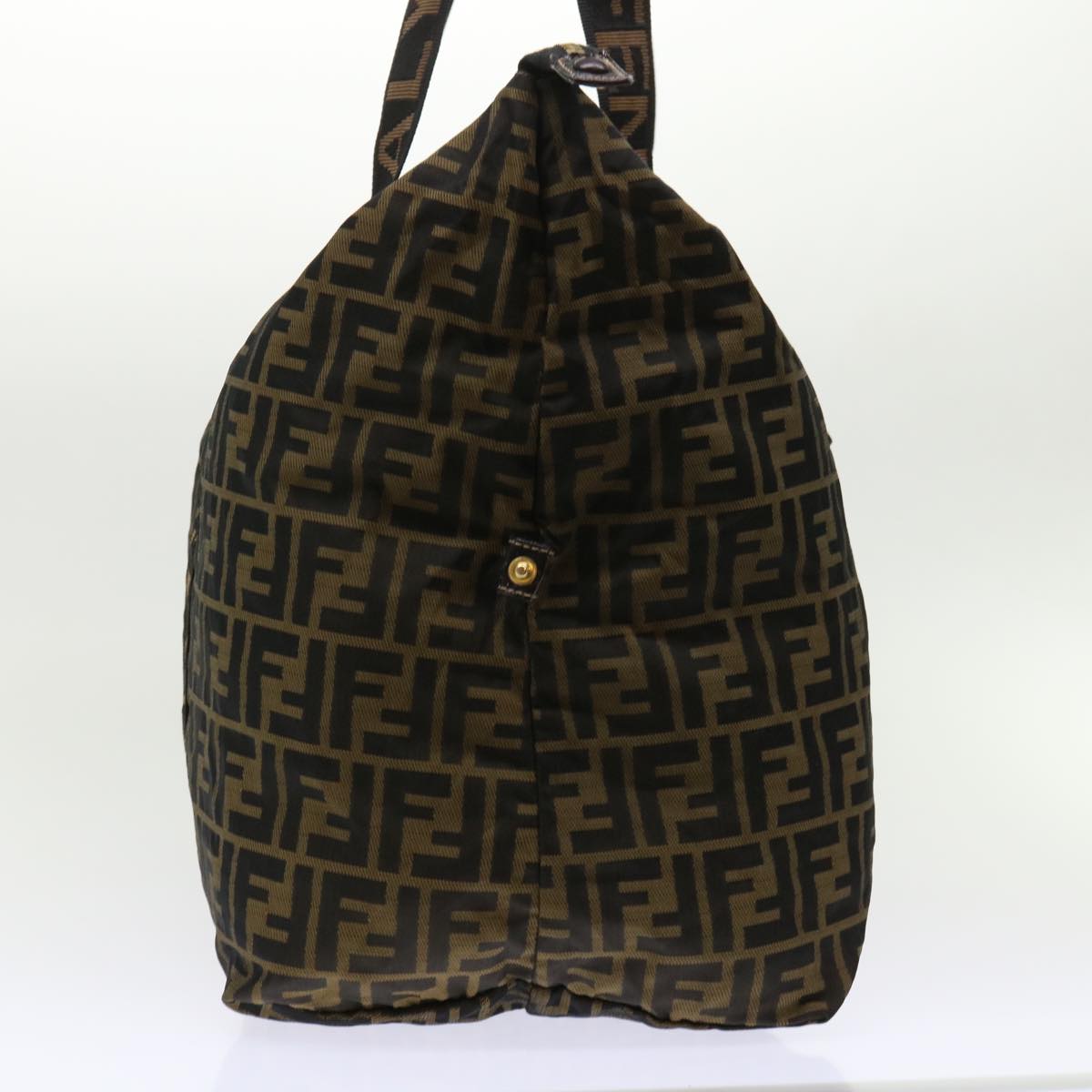FENDI Zucca Canvas Boston Bag Nylon Brown Black rd5456