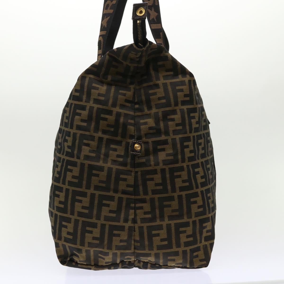 FENDI Zucca Canvas Boston Bag Nylon Brown Black rd5456