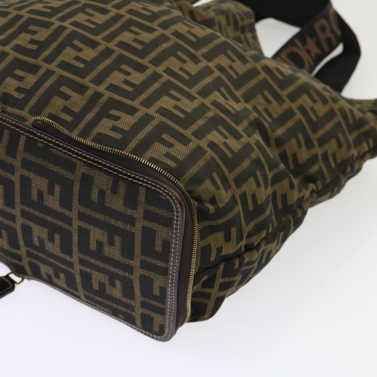 FENDI Zucca Canvas Tote Bag Nylon Brown Black rd5464