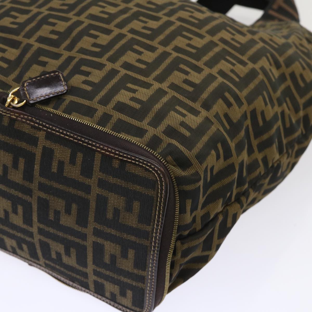 FENDI Zucca Canvas Tote Bag Nylon Brown Black rd5464