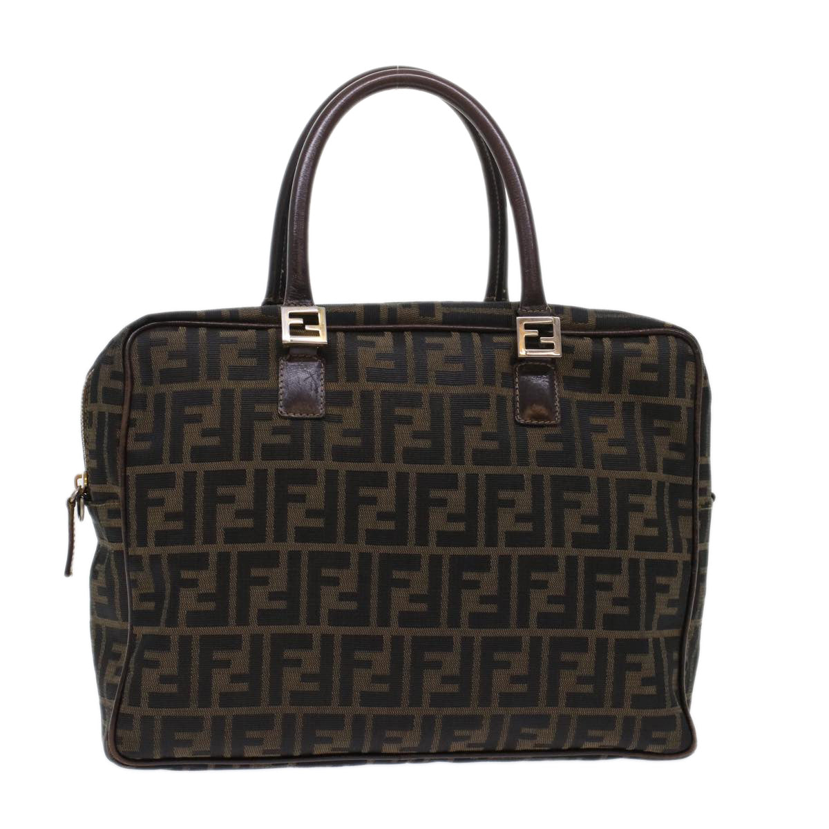 FENDI Zucca Canvas Hand Bag Black Brown rd5604