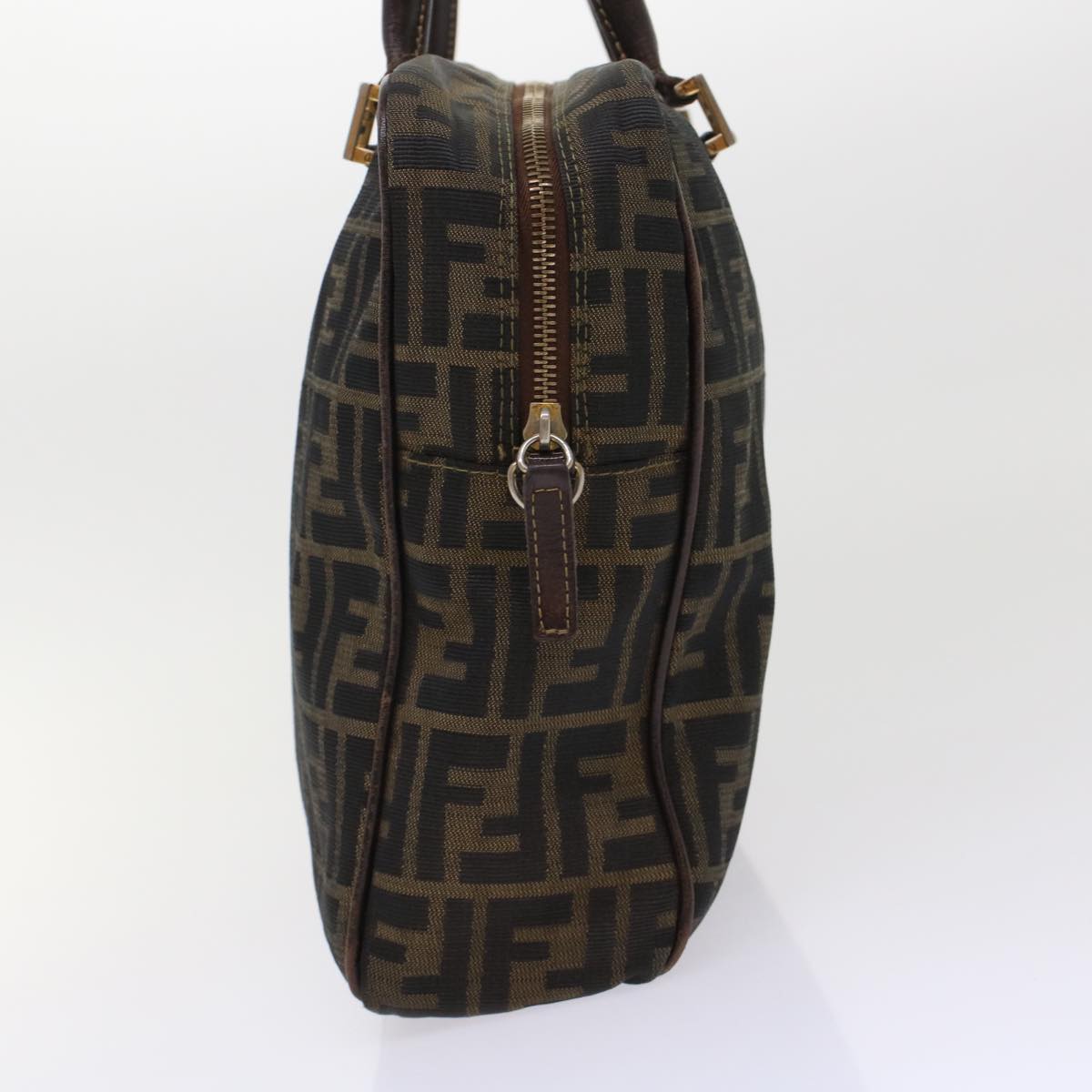 FENDI Zucca Canvas Hand Bag Black Brown rd5604