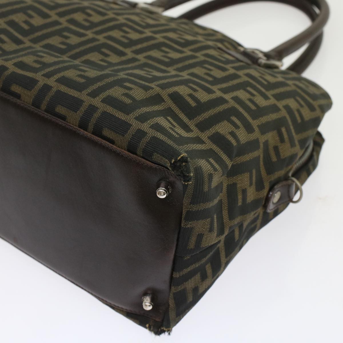 FENDI Zucca Canvas Hand Bag 2way Black Brown rd5605
