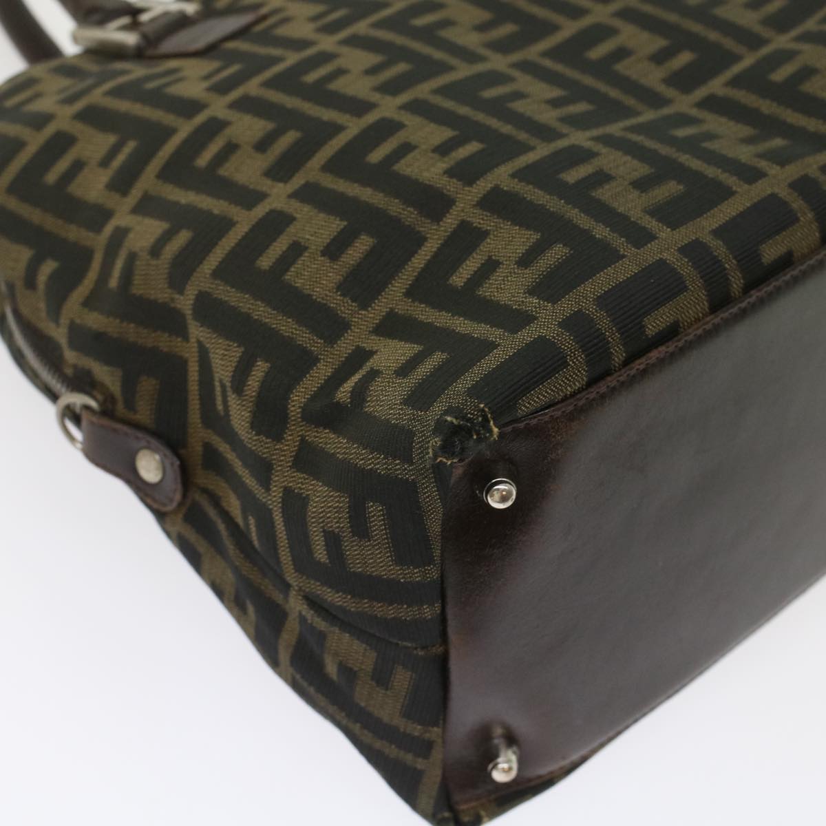 FENDI Zucca Canvas Hand Bag 2way Black Brown rd5605