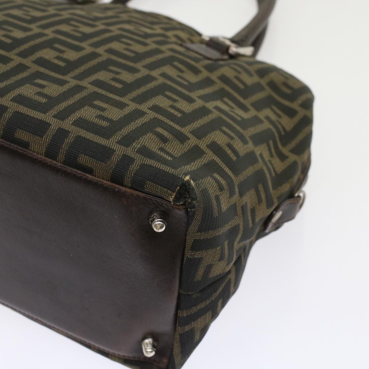 FENDI Zucca Canvas Hand Bag 2way Black Brown rd5605