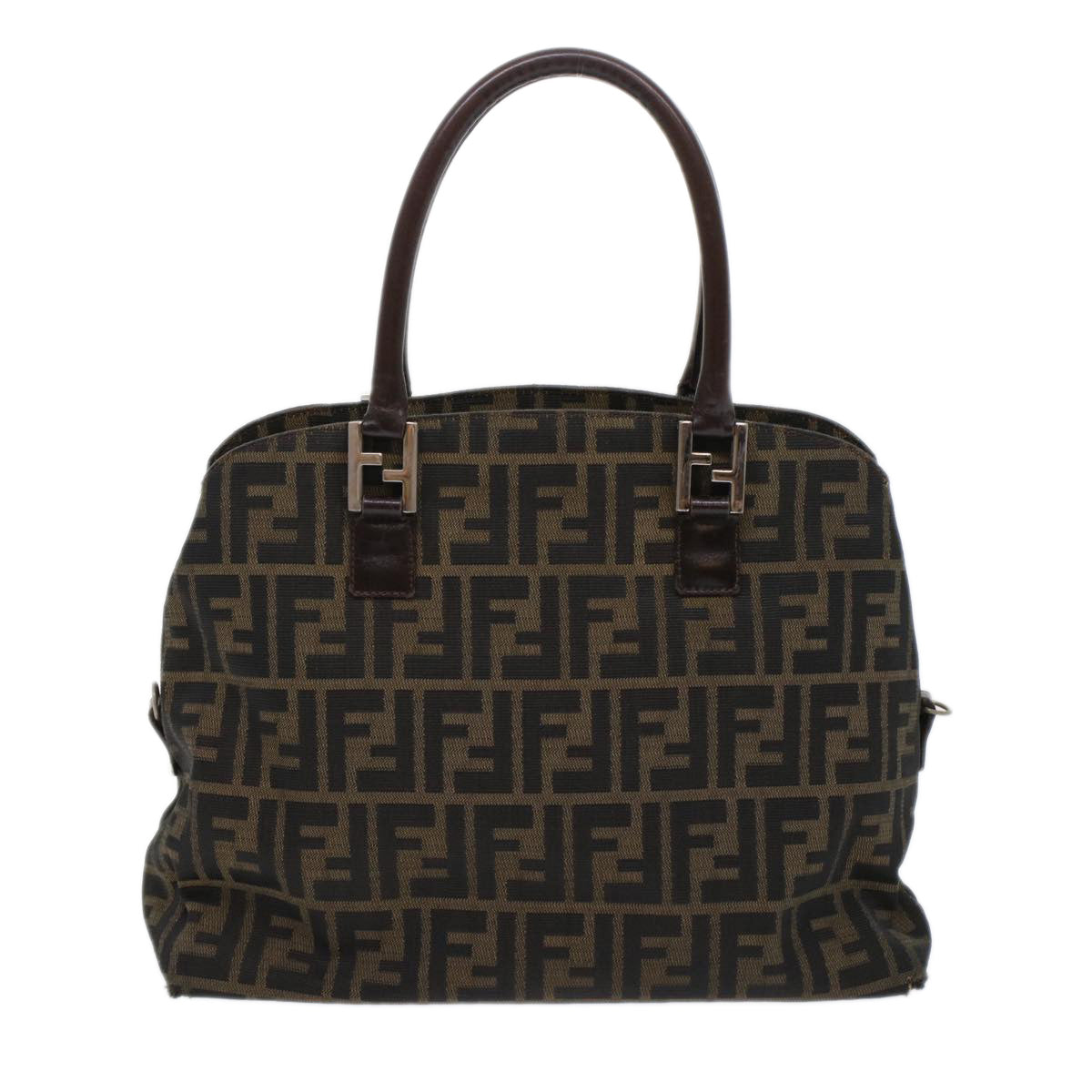FENDI Zucca Canvas Hand Bag 2way Black Brown rd5605
