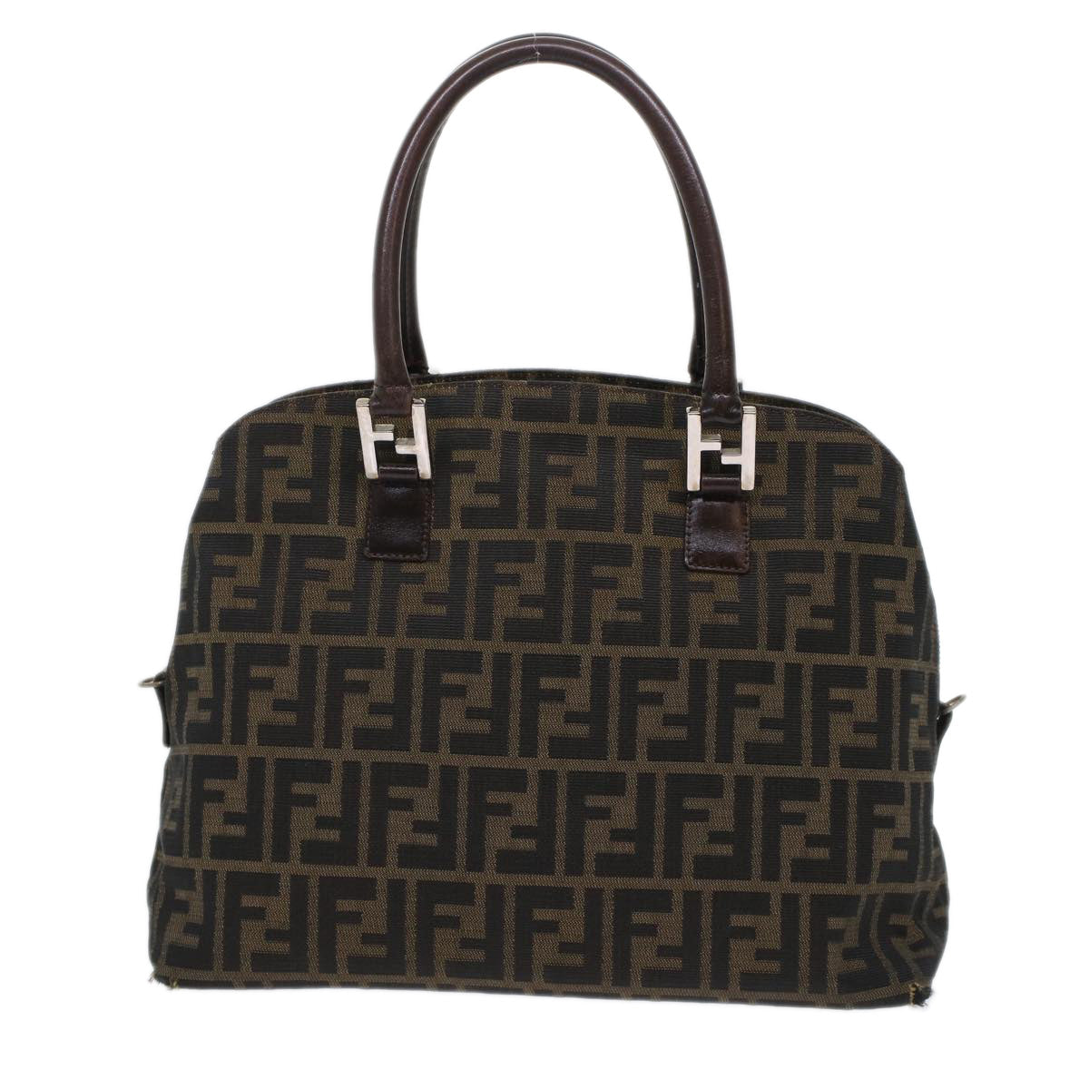 FENDI Zucca Canvas Hand Bag 2way Black Brown rd5605