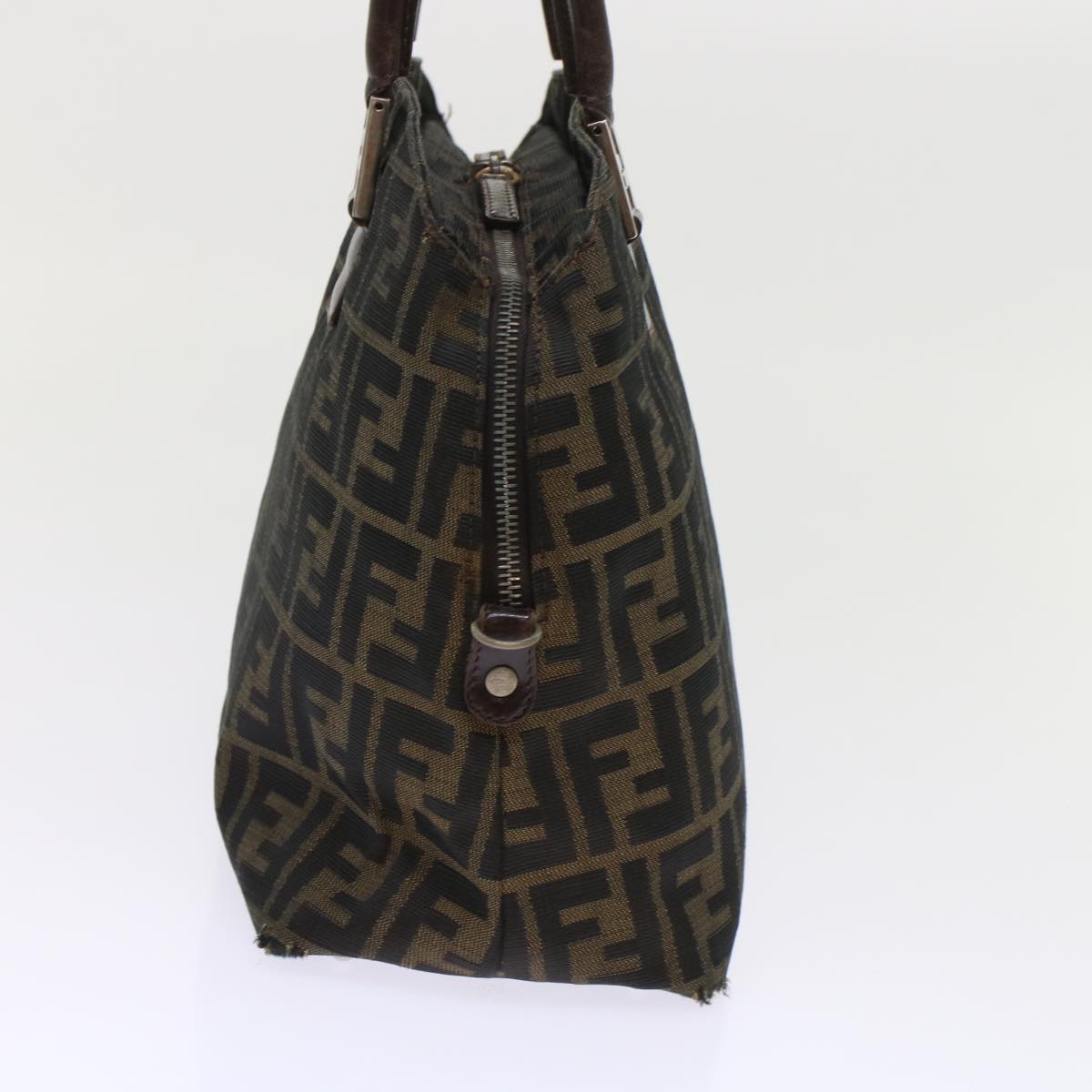 FENDI Zucca Canvas Hand Bag 2way Black Brown rd5605