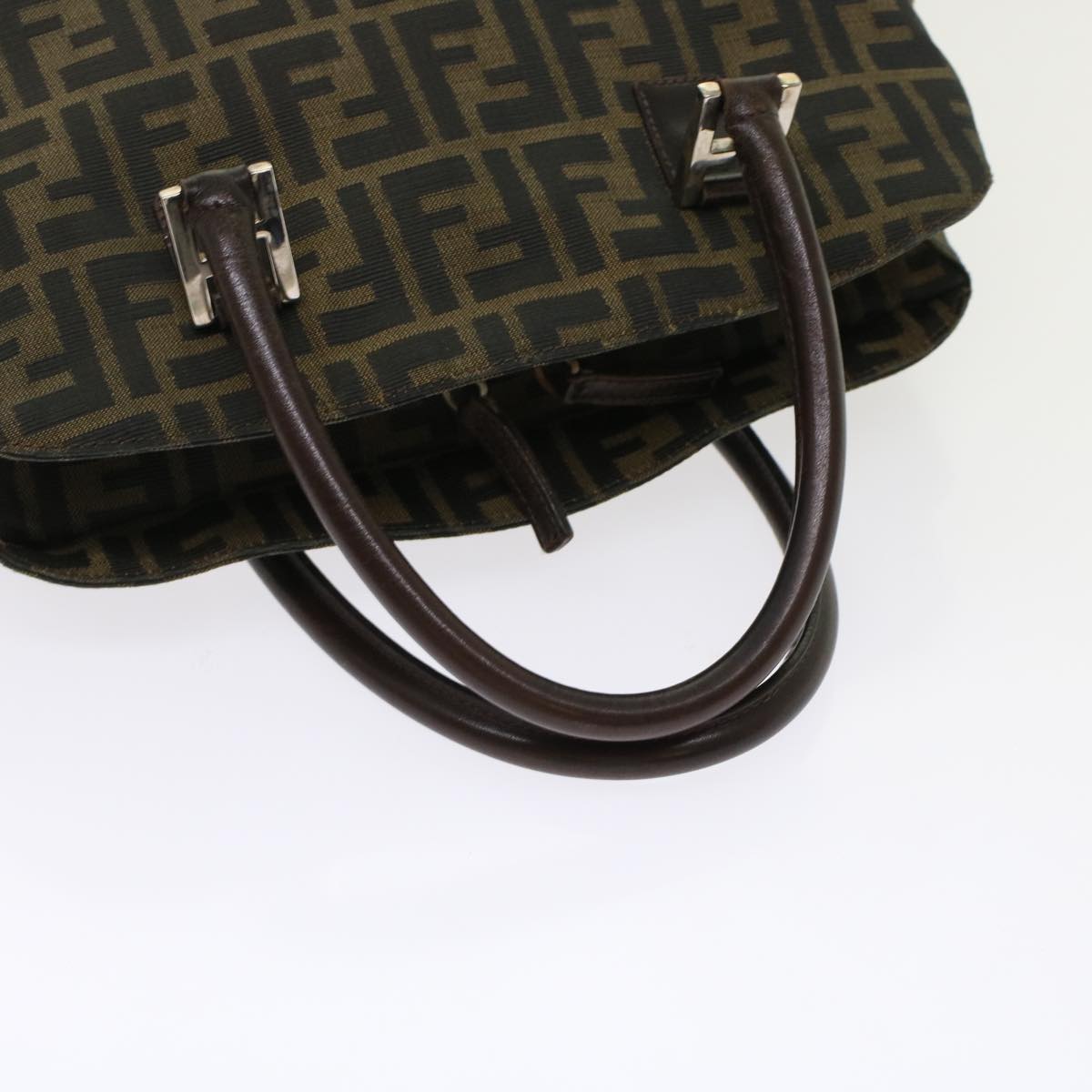 FENDI Zucca Canvas Hand Bag 2way Black Brown rd5605