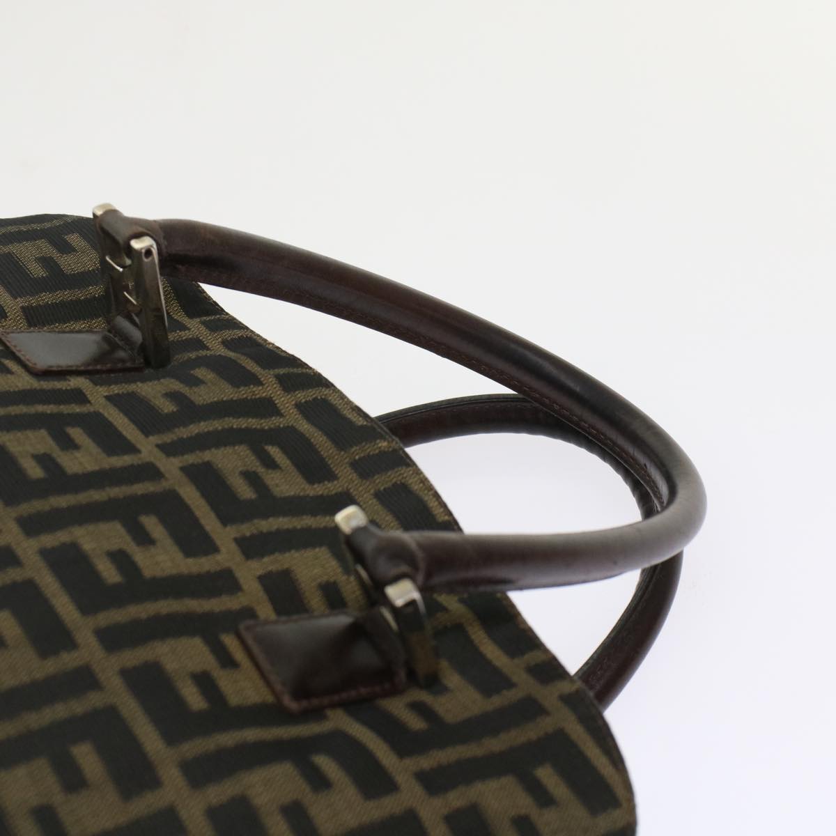 FENDI Zucca Canvas Hand Bag 2way Black Brown rd5605