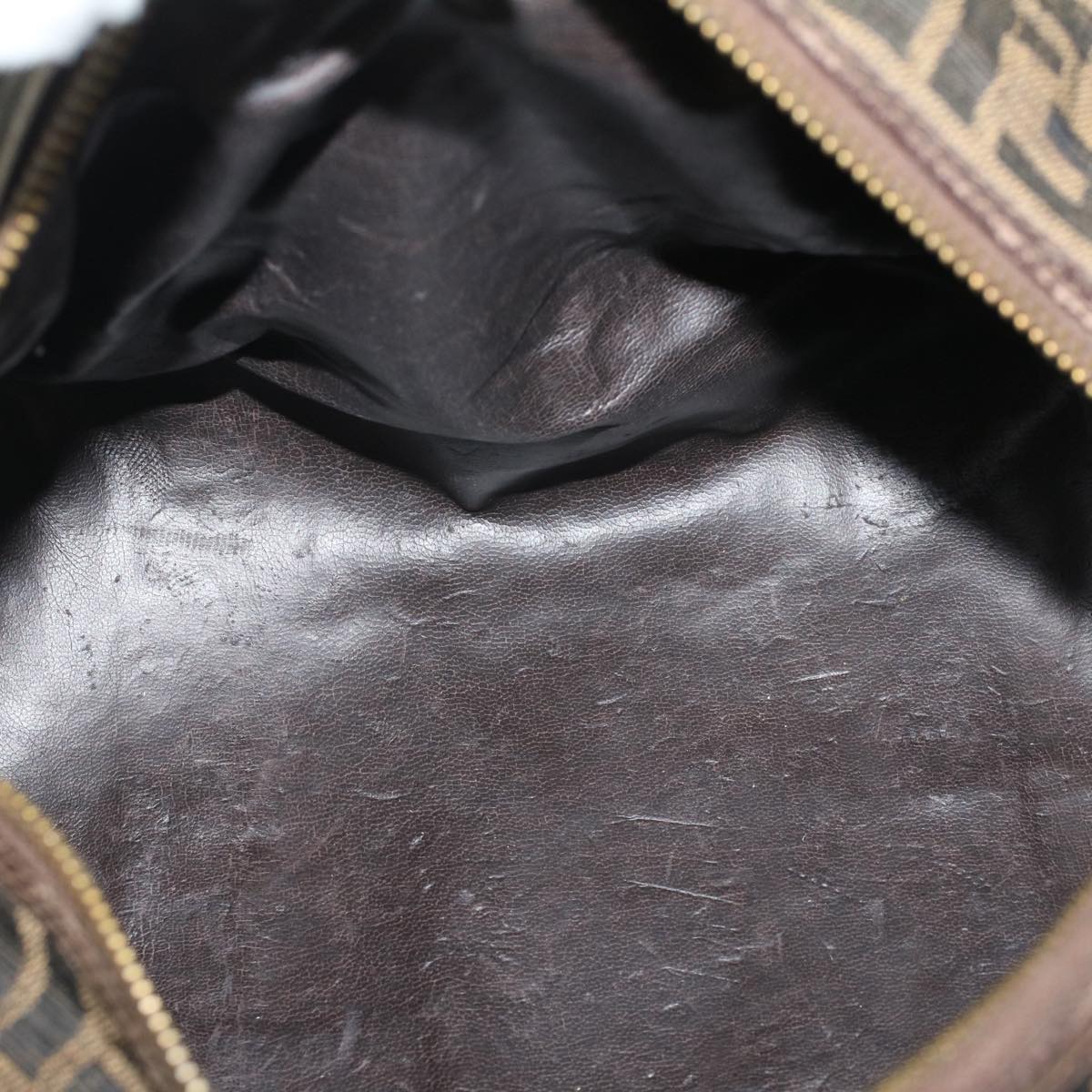FENDI Zucca Canvas Boston Bag Leather Black Brown rd5609