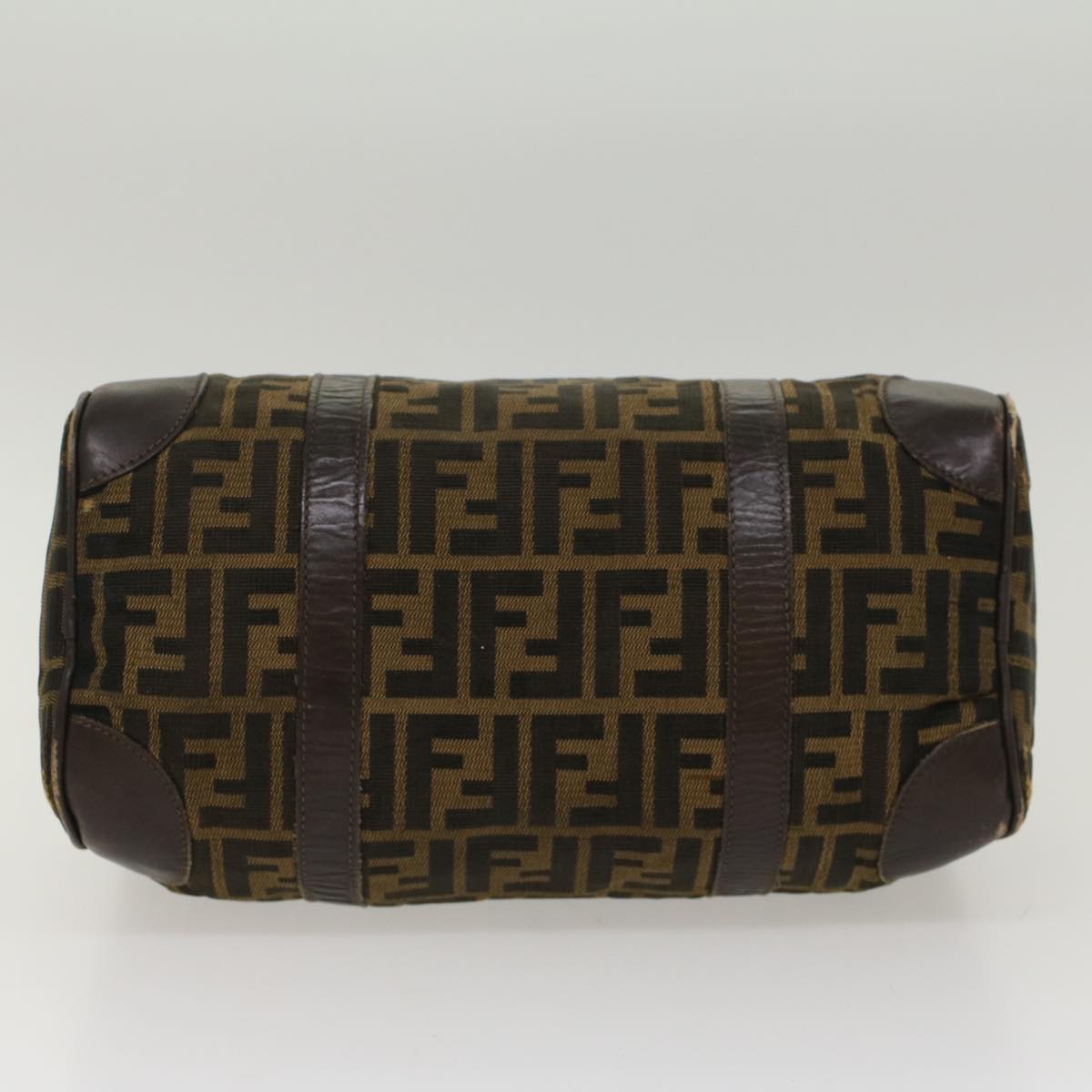 FENDI Zucca Canvas Boston Bag Leather Black Brown rd5609