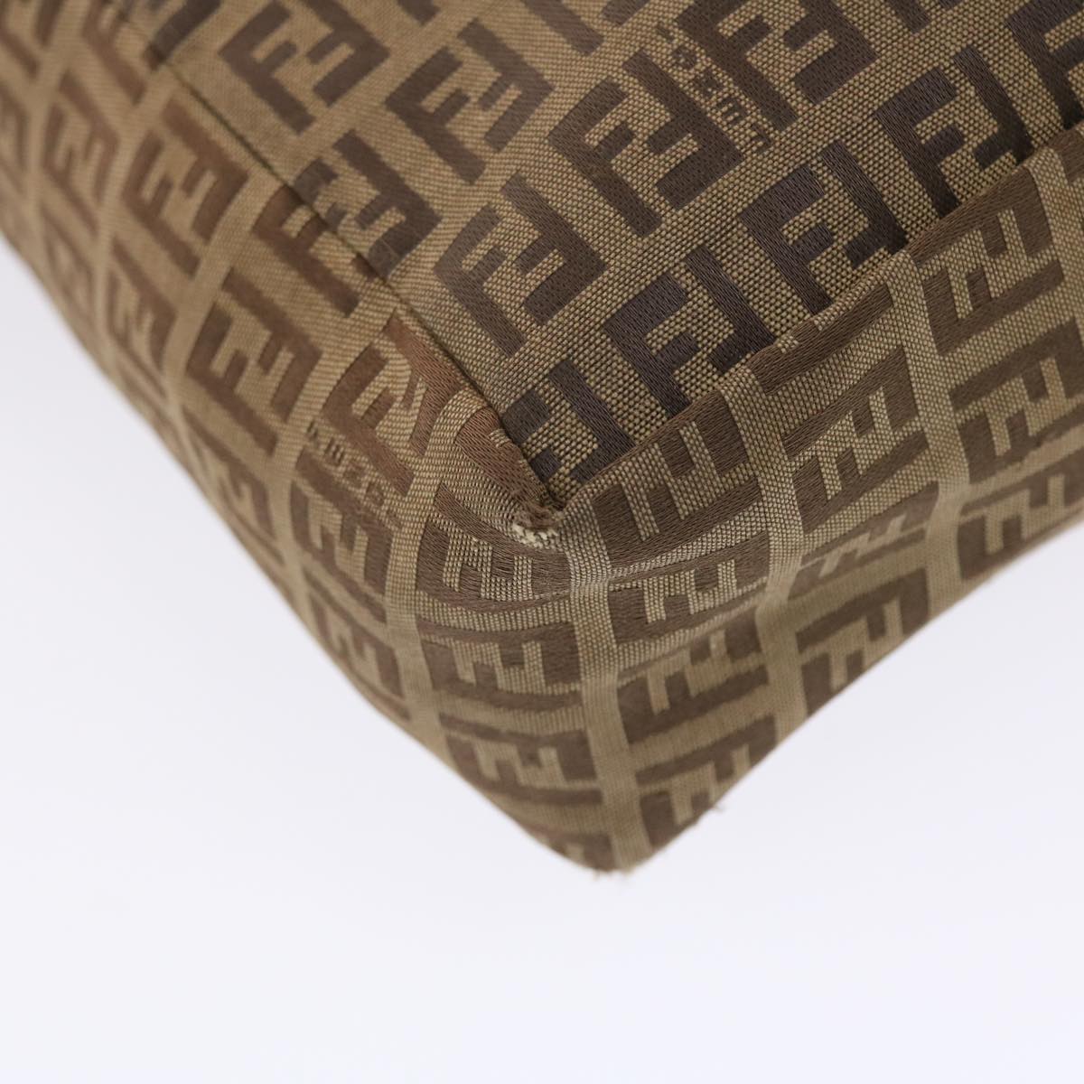 FENDI Zucchino Canvas Tote Bag Nylon Leather Brown rd5610