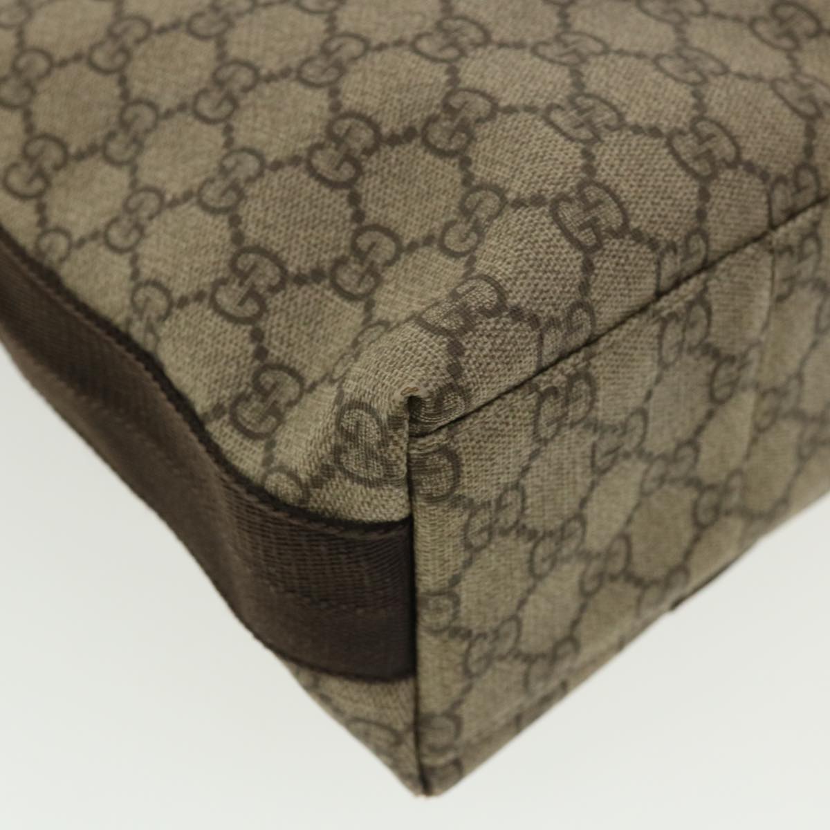 GUCCI GG Canvas Shoulder Bag PVC Leather Beige ro507